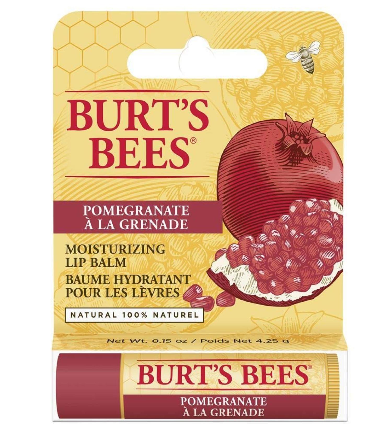 Burt's Bees Replenishing Lip Balm with Pomegranate Oil - Nourishing & Hydrating | International Shipping Available - Buy Online on GoSupps.com