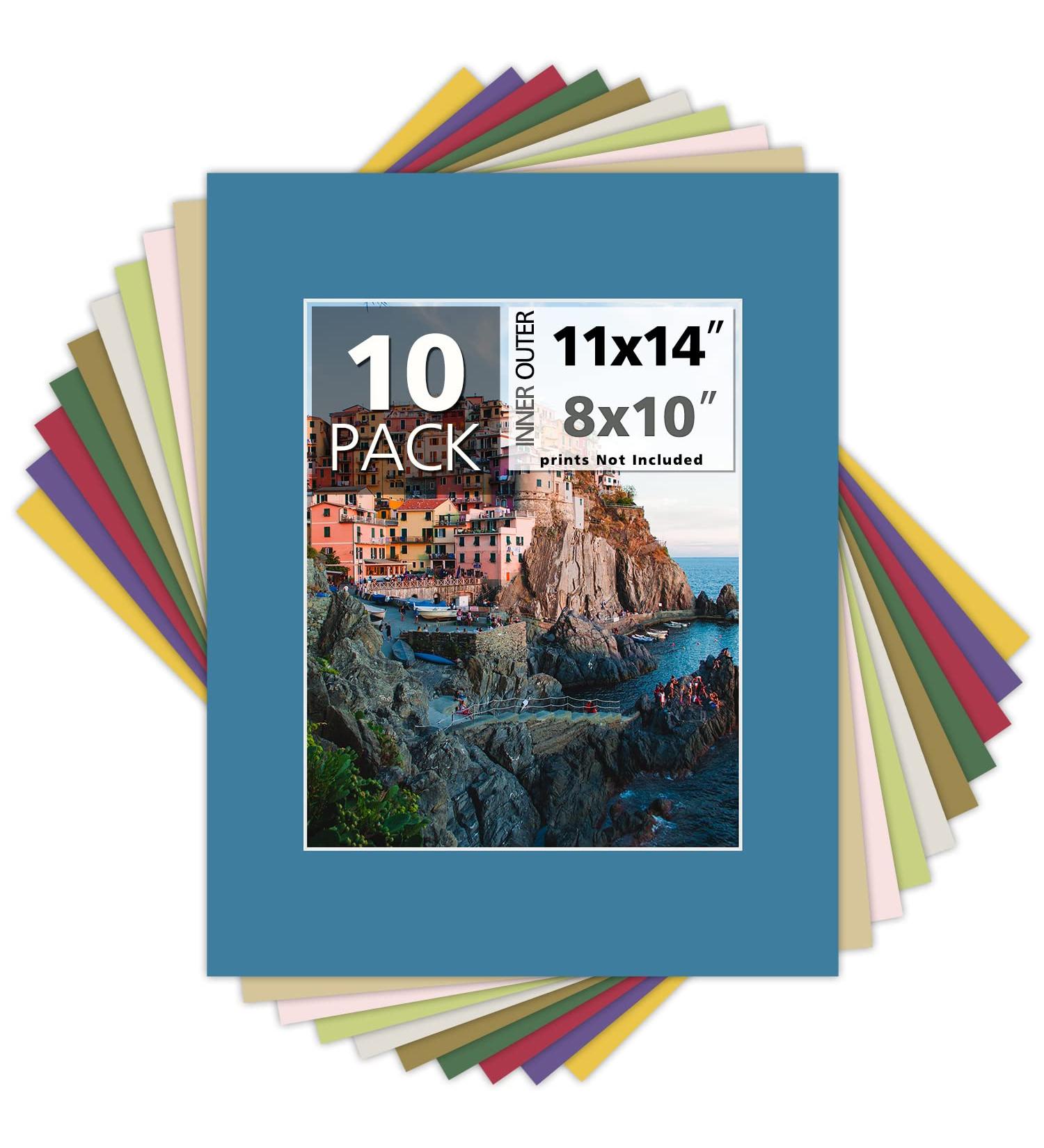 Mat Board Center 11x14 Mixed Colors White Core Picture Mats (Pack of 10) - Ideal for 8x10 Photos - Buy Online on GoSupps.com