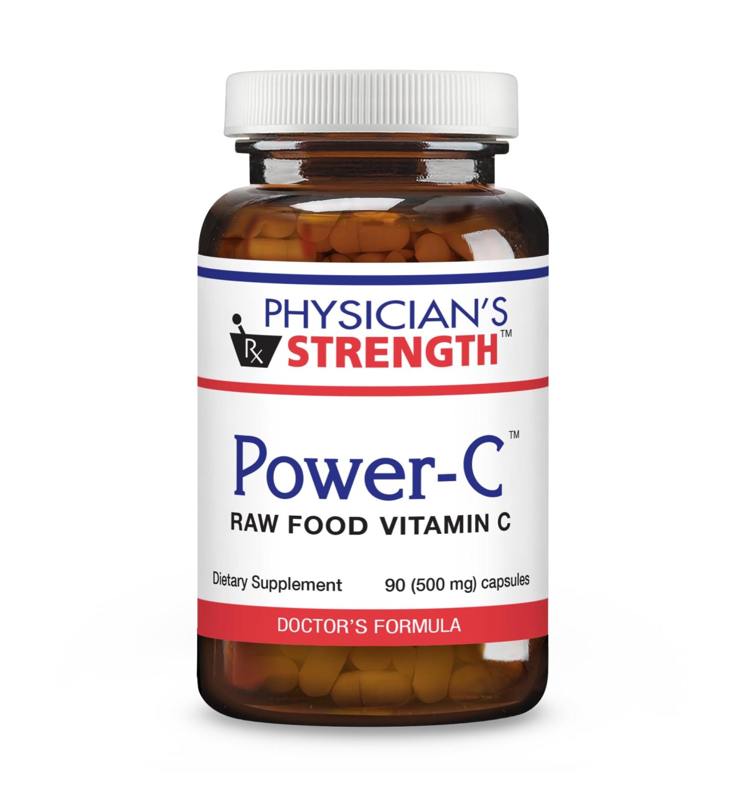 Physician's Strength Power-C - 90 Capsules - Raw Food Vitamin C + Flavonoids from Camu Camu Acerola Cherry Rhus coriaria & Rose Hip - Kosher - 30 Servings - Buy Online on GoSupps.com