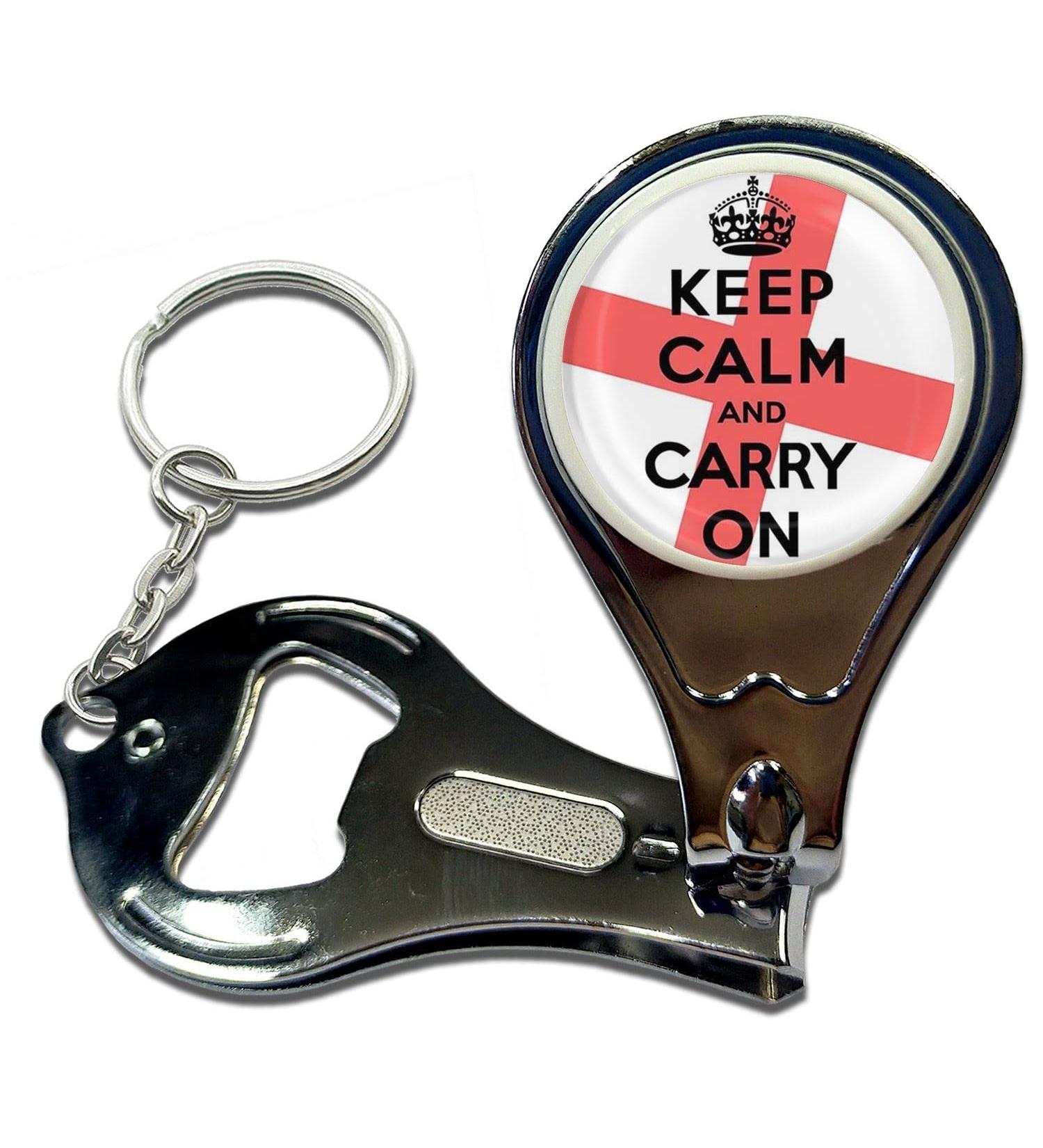 England Keep Calm and Carry On - Key Ring Bottle Opener and Nail Clipper - Buy Online on GoSupps.com