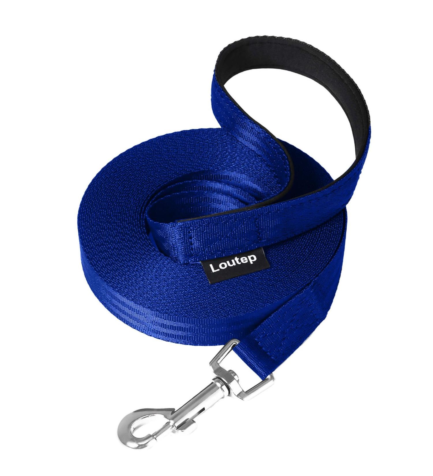 Loutep 100ft Dog Training Lead - Durable Nylon Long Line Leash with Padded Handle & Heavy-Duty Swivel Hook for Pet Obedience | 30m Red & 25m Blue Options - Buy Online on GoSupps.com