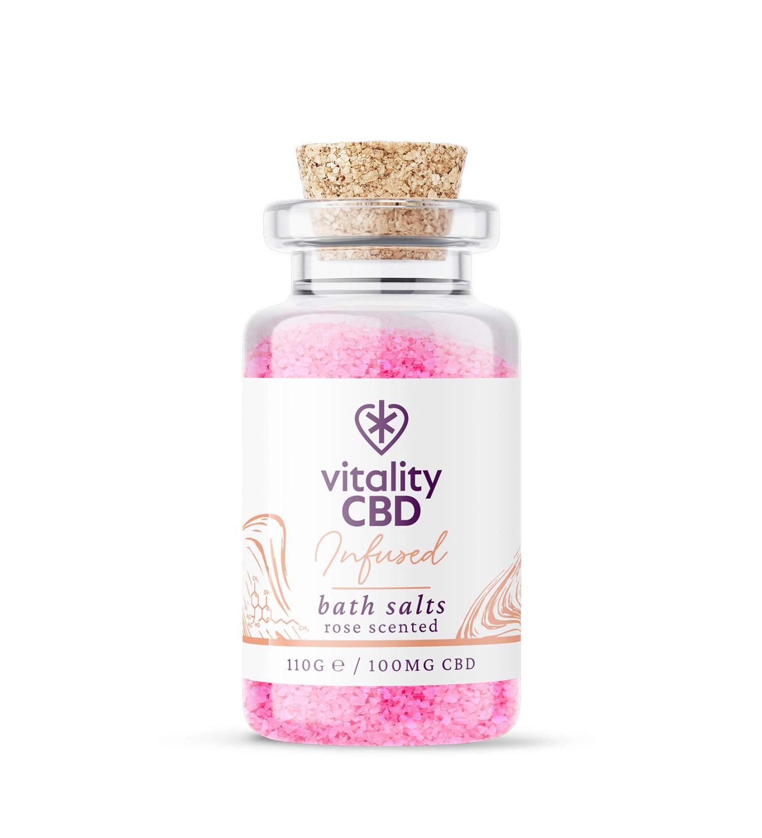 Rose Fragrance CBD Bath Salts - 100mg Cannabidiol, 110g - Buy Online on GoSupps.com