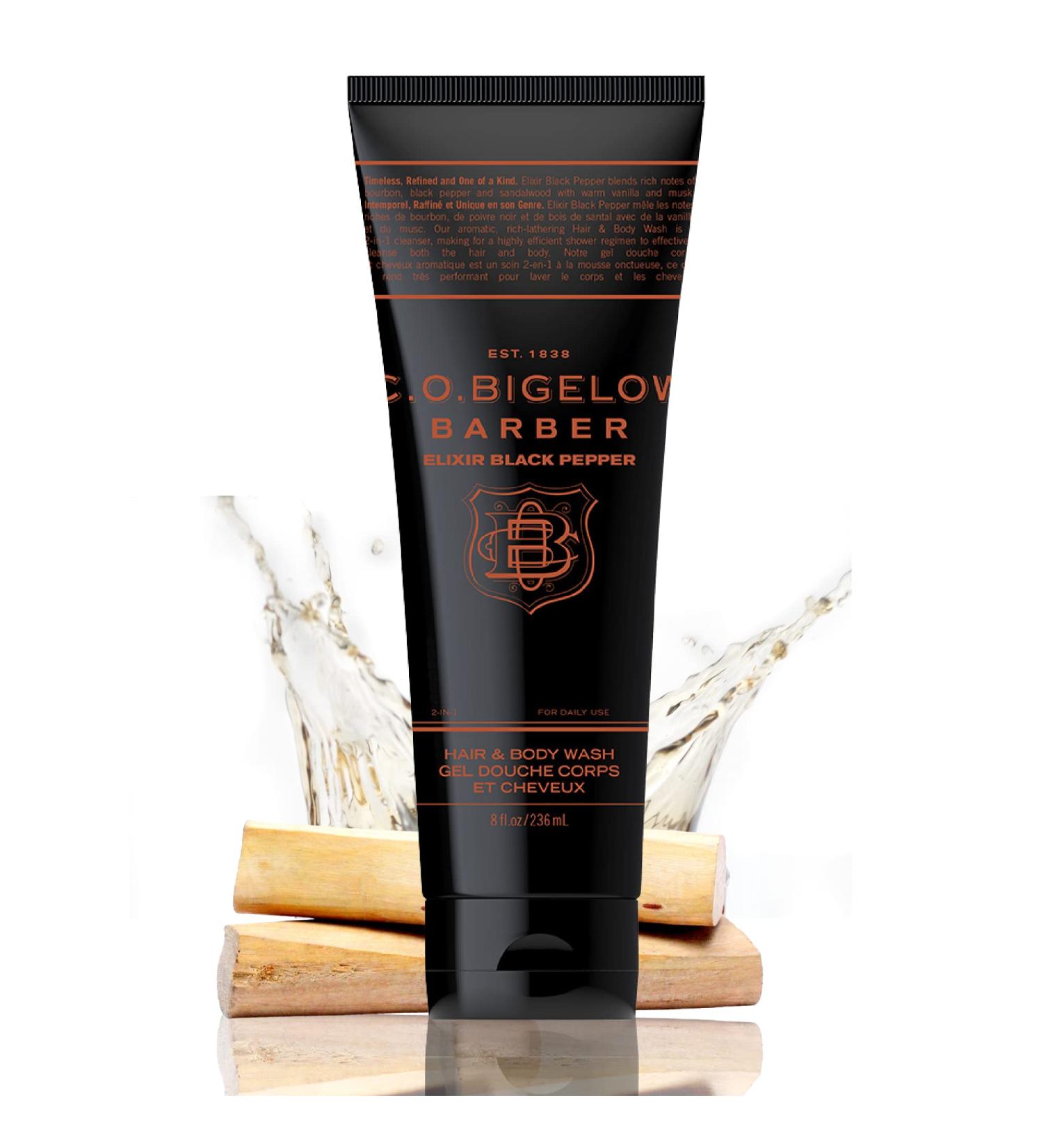 C.O. Bigelow Elixir Black Pepper Hair and Body Wash for Men - 8 fl oz | Bourbon & Sandalwood Scented Shampoo & Cleanser - Buy Online on GoSupps.com