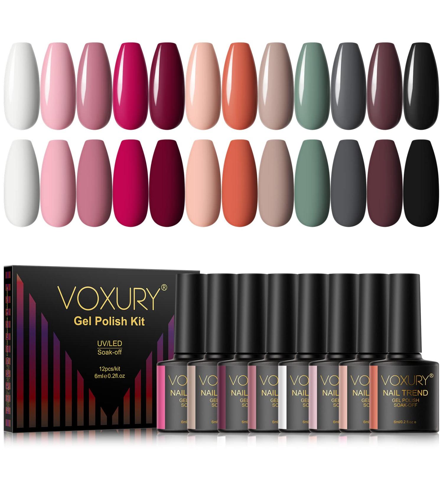 VOXURY 12Pcs Nude Pink Wine Gel Nail Polish Set | Long Lasting Classic Colors | Soak Off LED/UV Nail Lamp | 0.20 Fl Oz (Pack of 12) - Buy Online on GoSupps.com