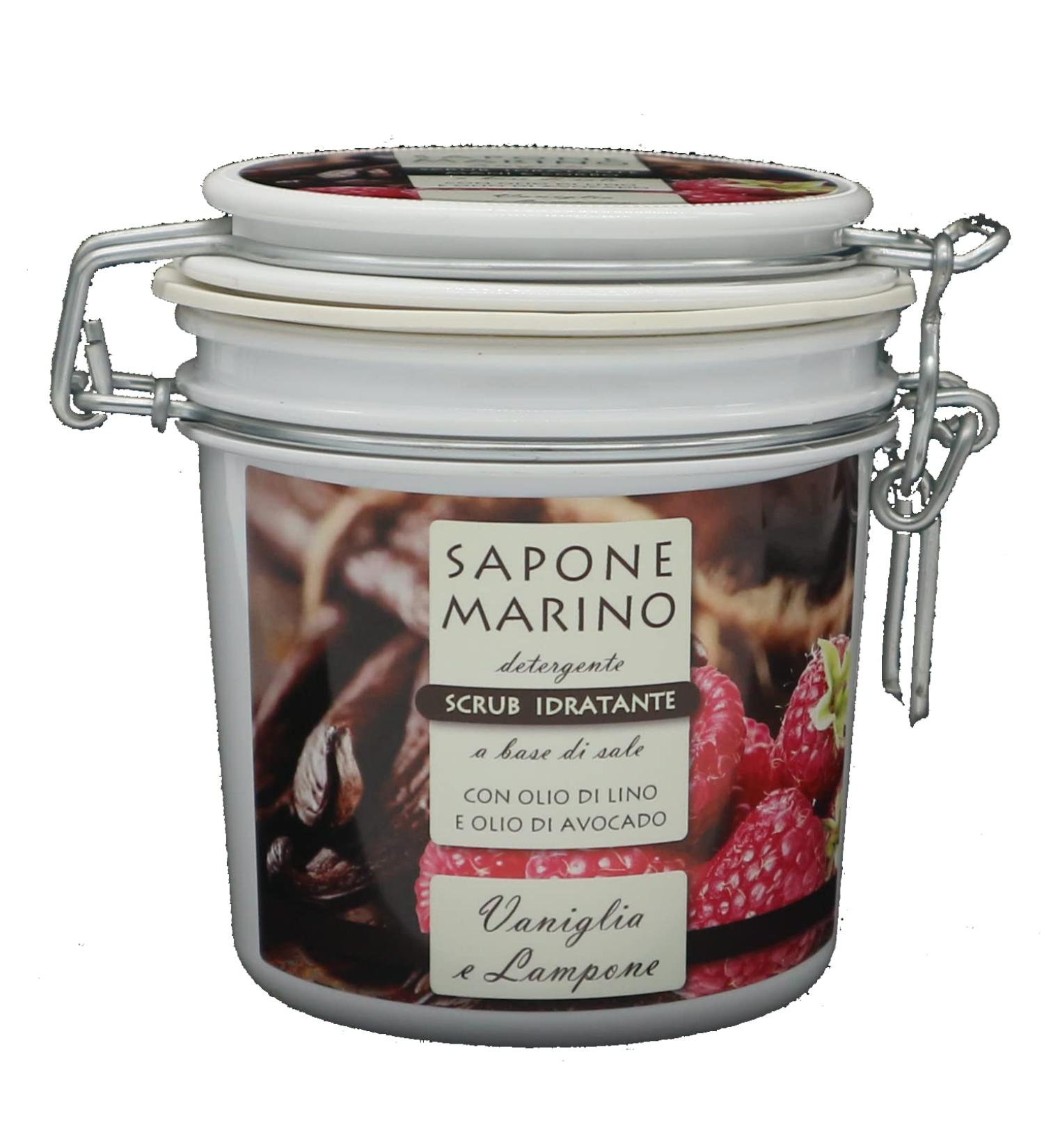 Marine soap vanilla and raspberry moisturizing exfoliating cleanser based on vegetable oils and salt 100% natural scrub 350ml - Buy Online on GoSupps.com