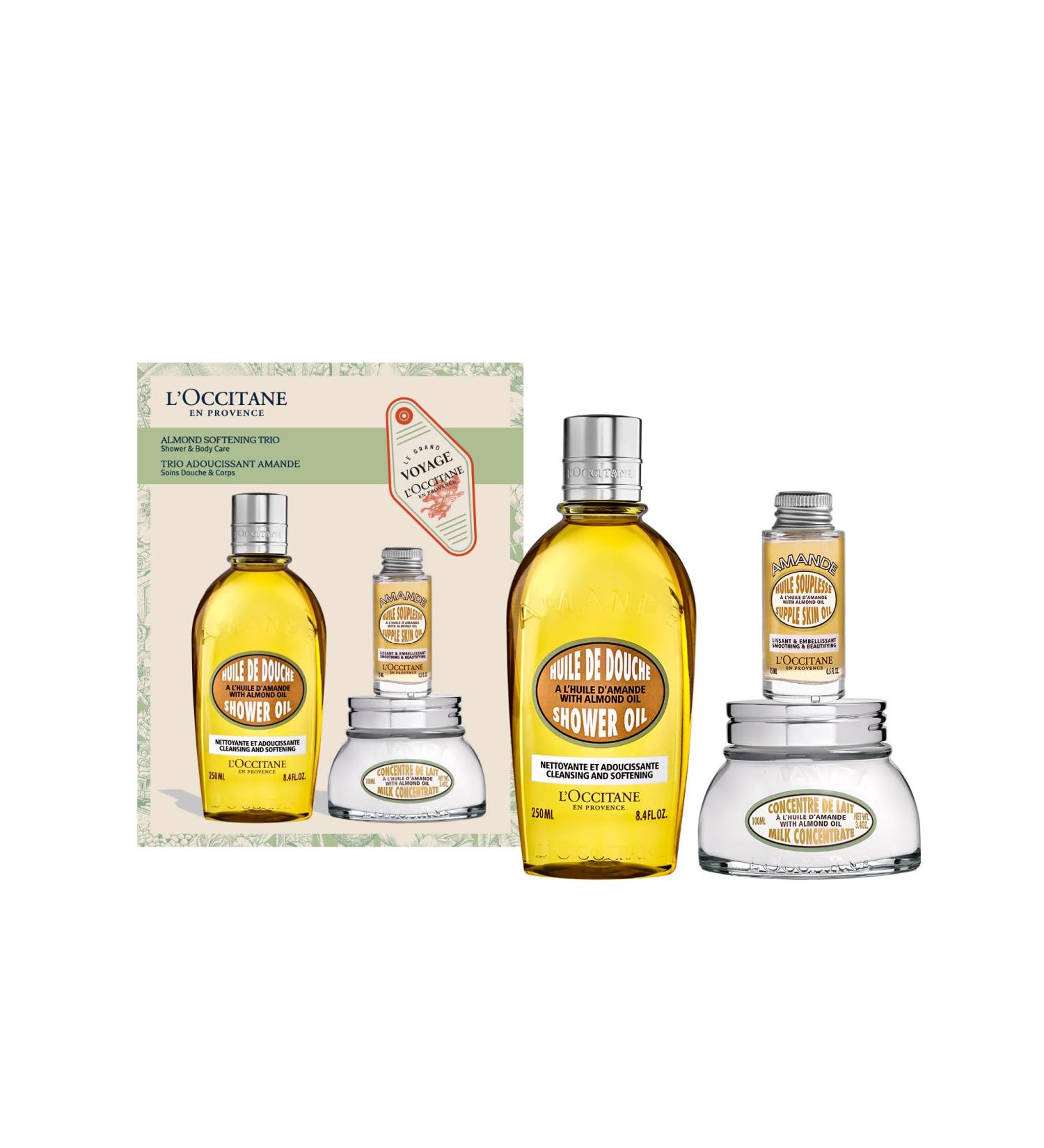 L'Occitane Almond Skin Softening Trio - Best Holiday Gift Set | Cleansing Shower Oil Moisturizing Milk Hand Cream - Shop Now for International Shipping - Buy Online on GoSupps.com