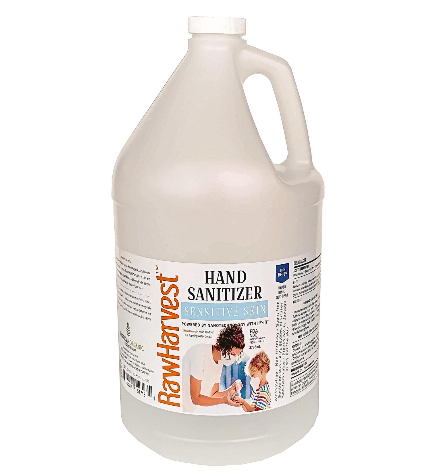 RawHarvest Alcohol-Free Hand Sanitizer 1 Gallon - Made in USA (FDA Registered) - Sensitive Skin Formula - 128 Count - Buy Online on GoSupps.com