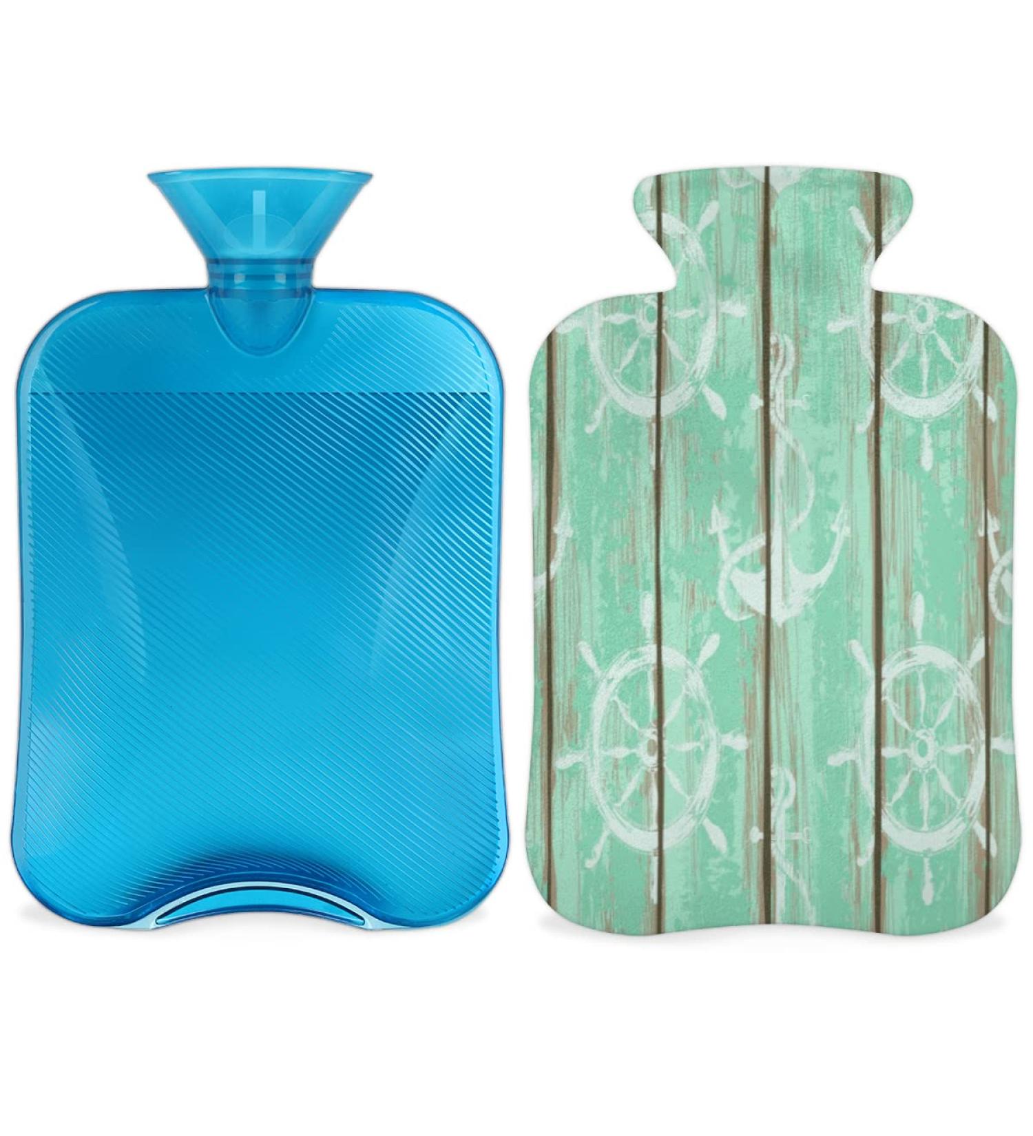 2L Hot Water Bottle with Nautical Rudder Cover - Pain Relief & Heat Therapy for Menstrual Cramps Feet & Hands | PVC Warming Bag - Buy Online on GoSupps.com