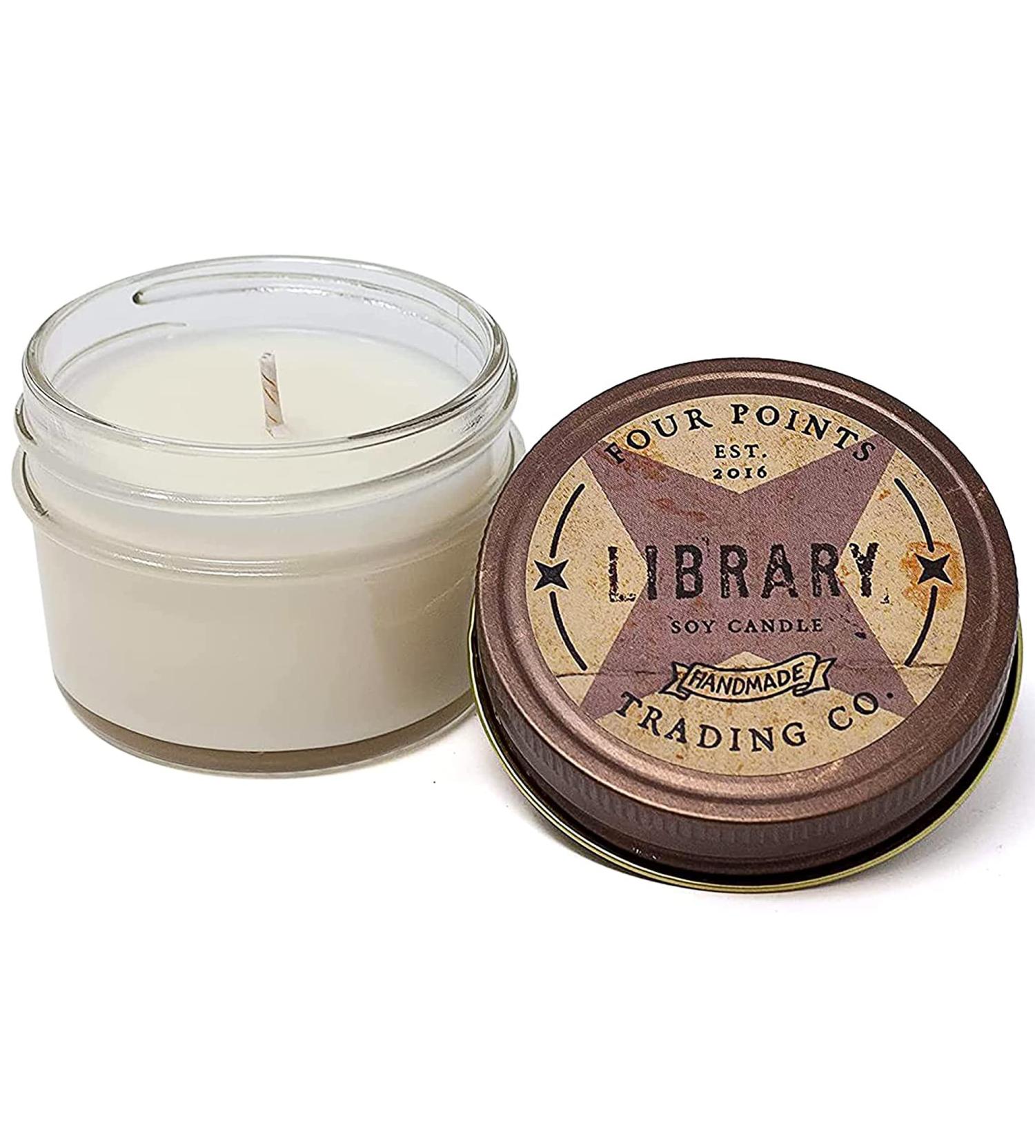 Library Scented Candle - 100% Soy Aromatherapy - Ideal Gift for Book Lovers - 4oz | Four Points Trading Co - Buy Online on GoSupps.com