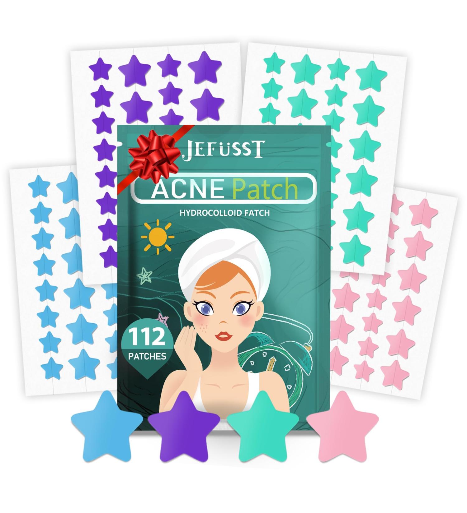 112 Dots Star Acne Patches | Cute Hydrocolloid Pimple Patches for Face - Turquoise Blue Pink & Purple Healing Stickers - Buy Online on GoSupps.com