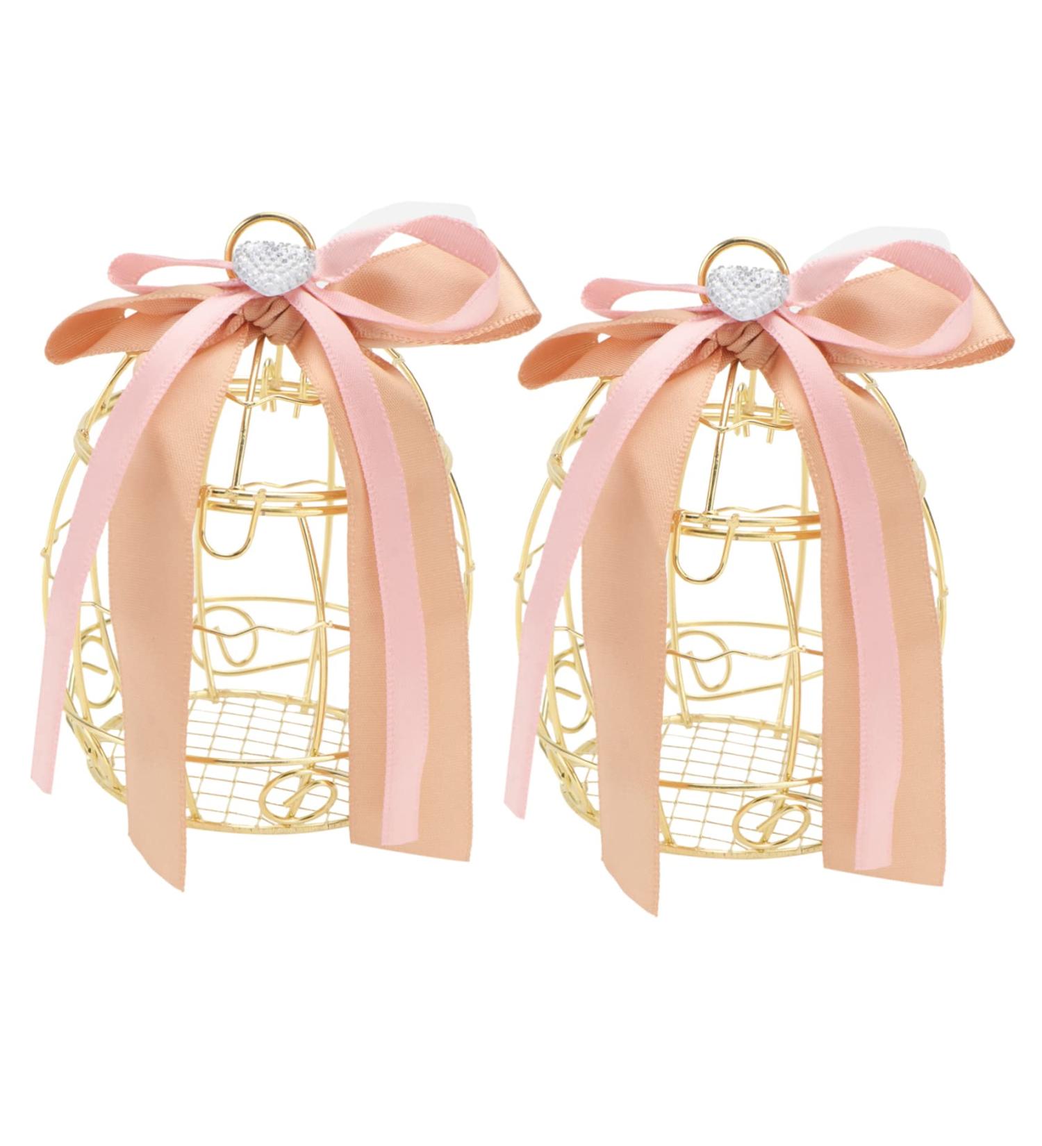 COOLHIYA Bird Cage 2pcs Box Bell Creative Treats Birdcage Wedding Sweets Birthday for Party Shaped Golden 8.3X6.7CM - Buy Online on GoSupps.com