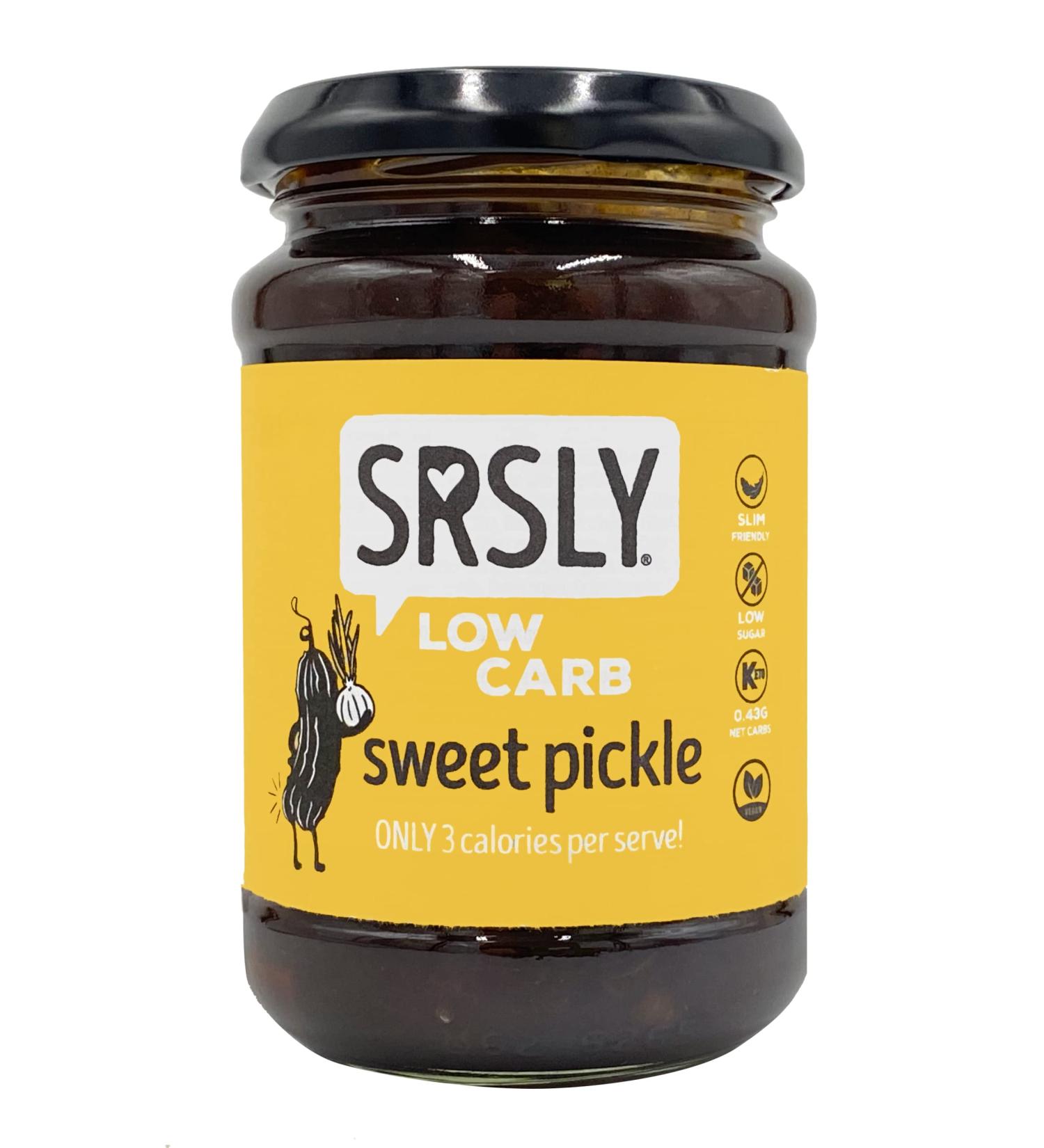 SRSLY Low Carb Pickle 300g | One Jar | Small Chunk Pickle | Delicious & Tangy | Low Calorie | Low Sugar | Vegan | Only 0.8g Carbs & 5 Kcals Per Tbsp | Seriously Low Carb Keto Friendly Food - Buy Online on GoSupps.com