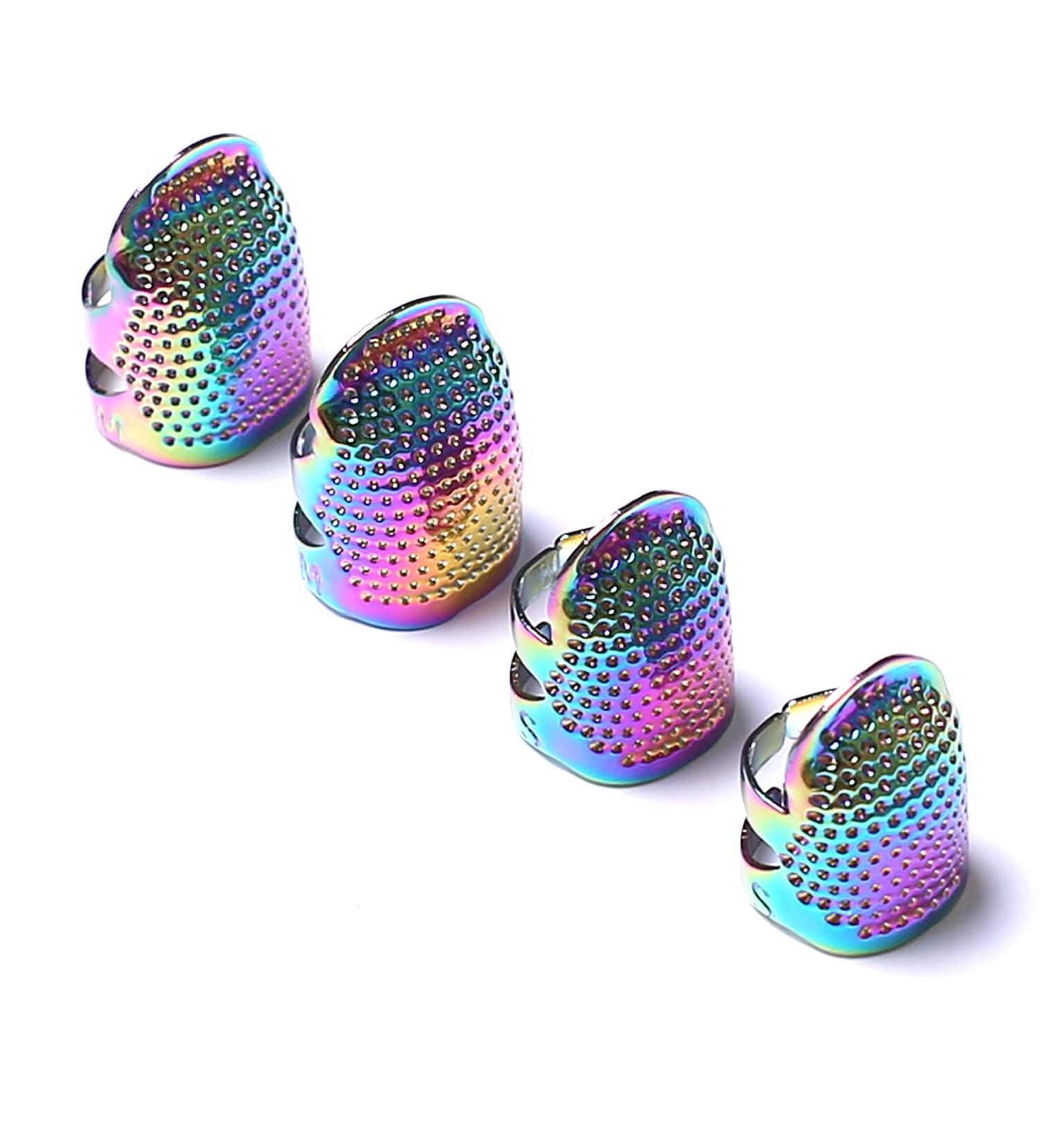 AXEN 4 Pieces Sewing Thimble  Metal Dazzle Gold Sewing Thimble Finger Protector  Accessories DIY Sewing Tool  Two Size 4 Pieces S&M 1.Colorful Dazzle - Buy Online on GoSupps.com