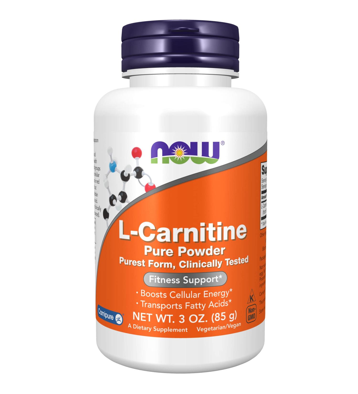 Now Foods L-Carnitine Pure Powder 3 oz | Boost Energy & Metabolism - Buy Online on GoSupps.com