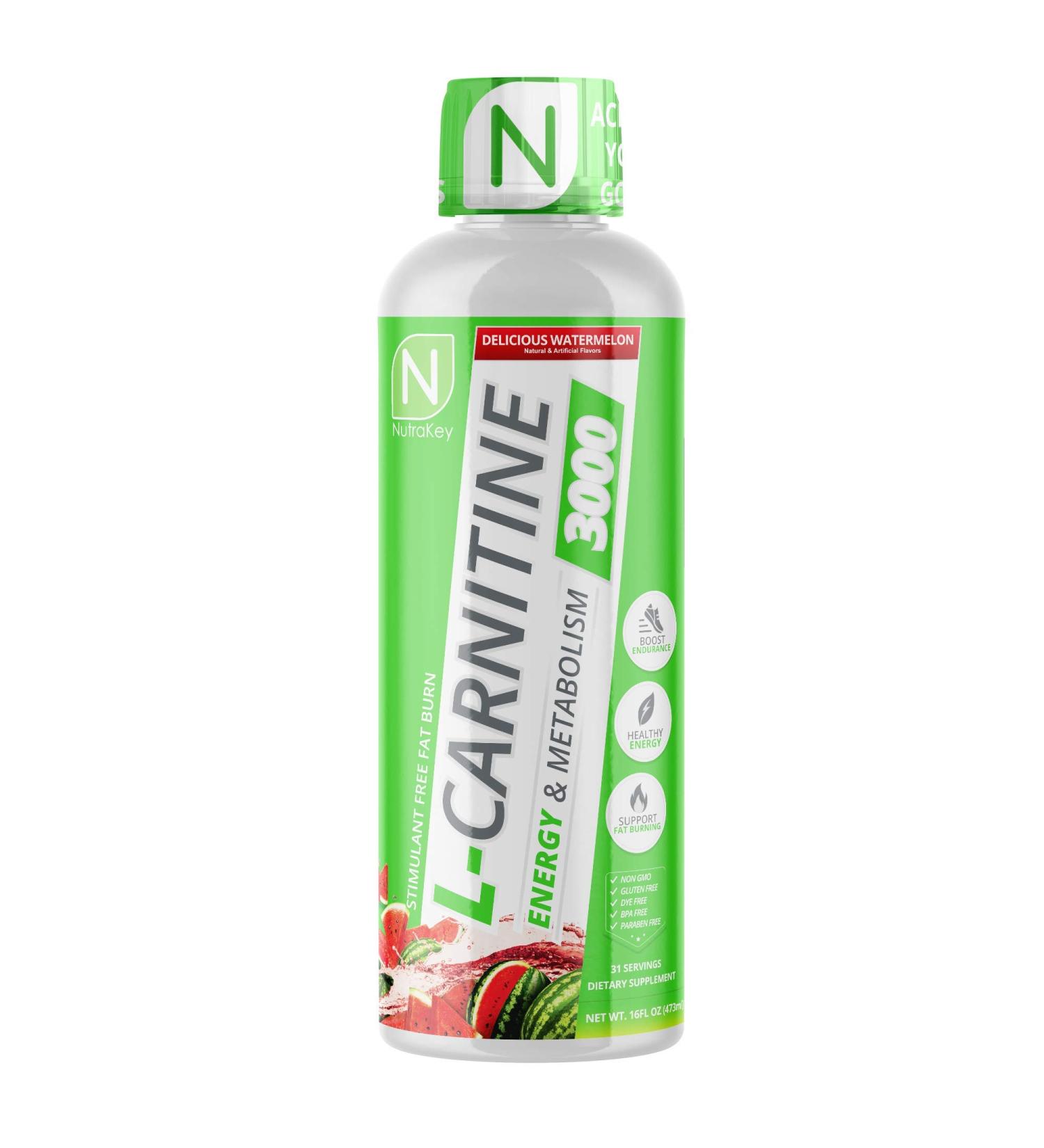 NutraKey L-Carnitine 3000mg No Sugar Gluten Free Turn Into Fuel (Delicious Watermelon) 31 Servings - Buy Online on GoSupps.com