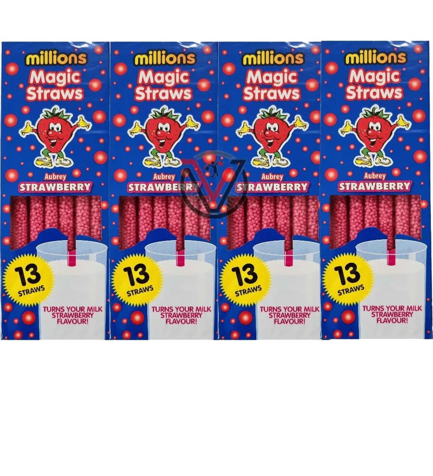 4 x Millions Magic Straws in Strawberry 13 Pack - Buy Online on GoSupps.com