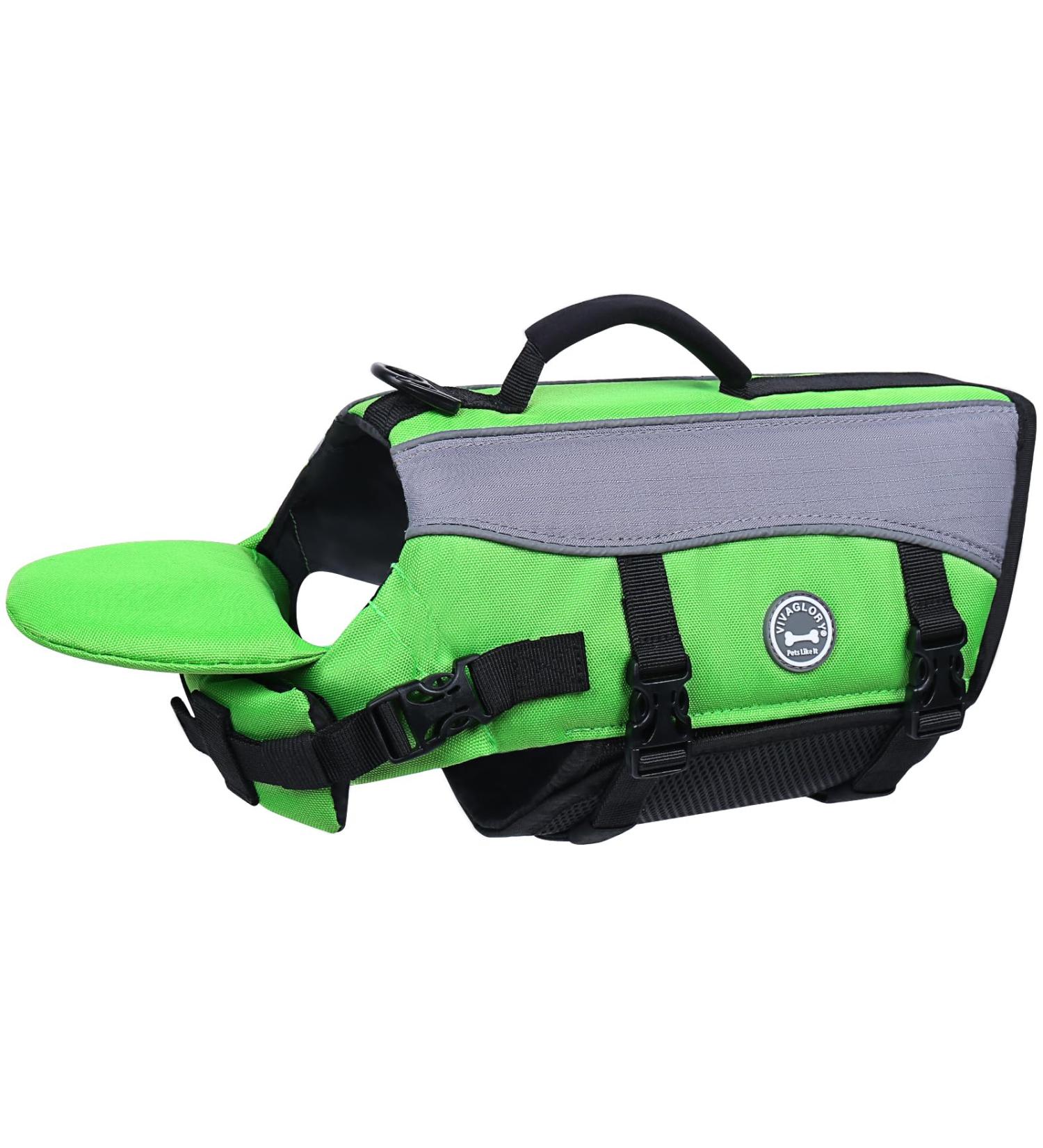 Vivaglory Neon Green Dog Rescue Vest with Front-Wheel Drive | Reflective Caps & Upholstery for Swimming & Boating | XS (35-43cm Chest) - Buy Online on GoSupps.com