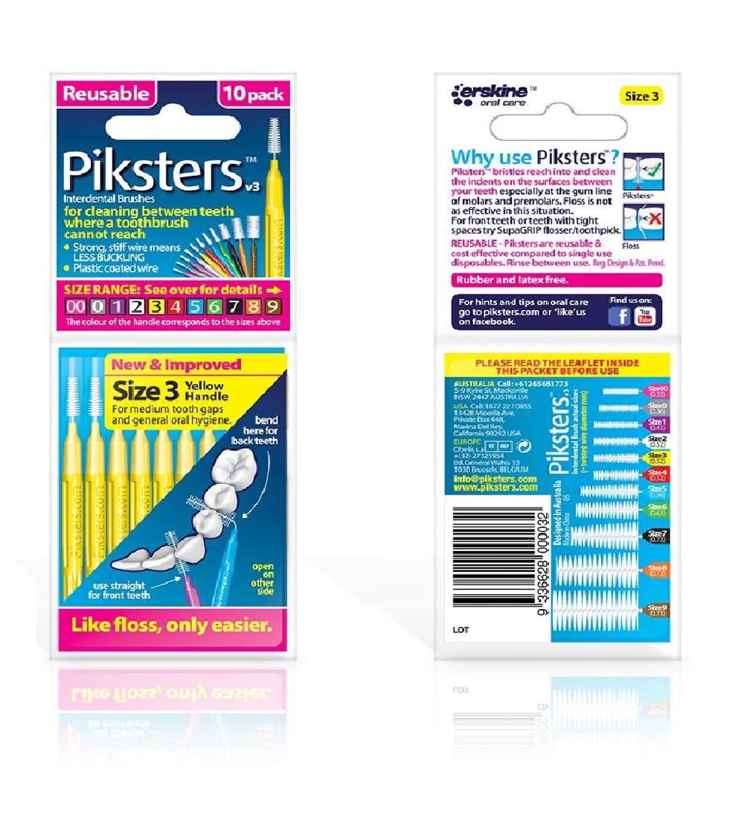 Piksters Interdental Brushes Yellow 0.60mm - 6-Pack (60 Pieces) | Best International Shipping - Buy Online on GoSupps.com