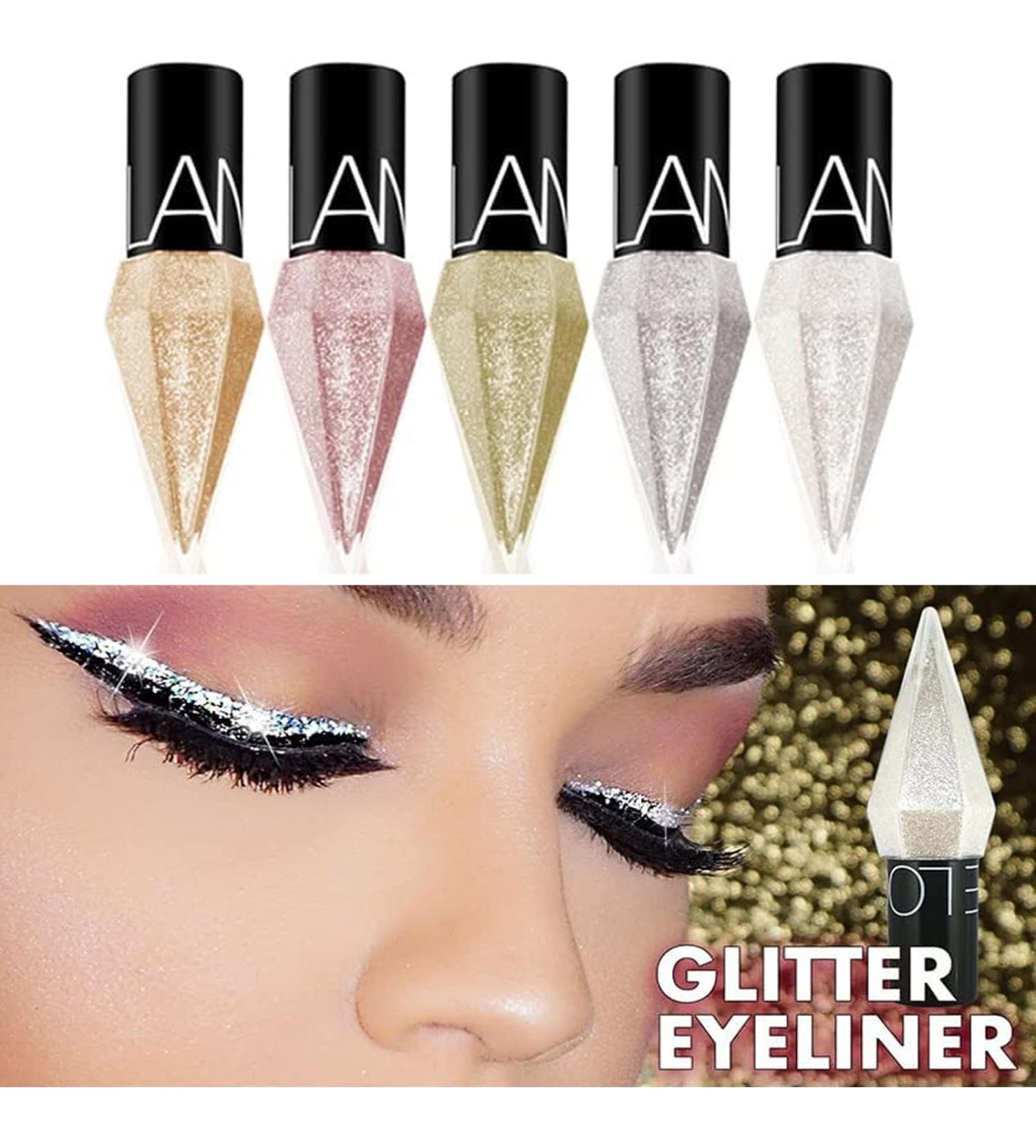 Buy 5 Colors Liquid Glitter Eye Liner - High Pigment Shimmering Metallic Makeup for Weddings & Cosplay - Long Lasting Pearlescent Finish - Buy Online on GoSupps.com