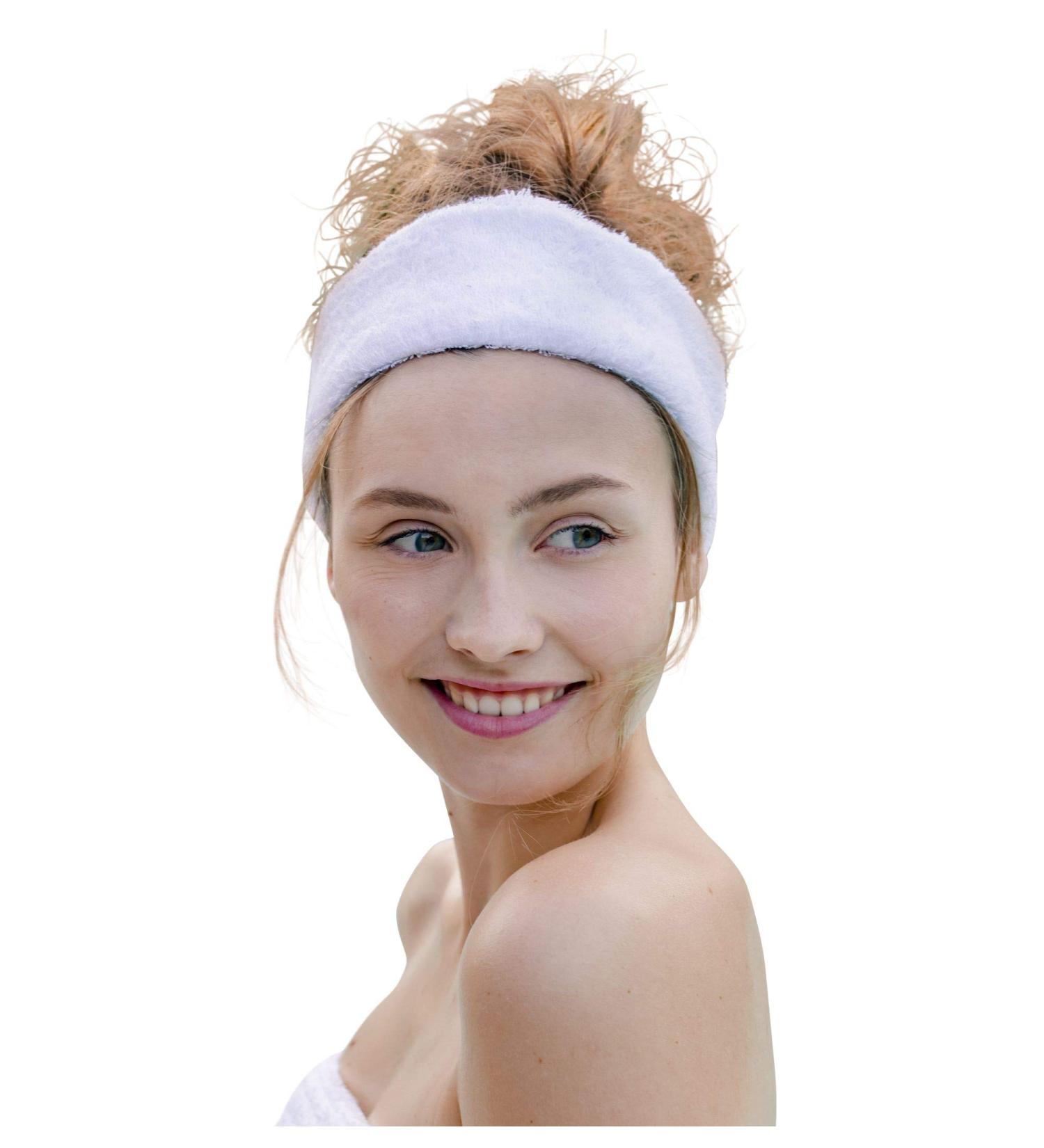 Carenesse Terry White Hair Band - Thick & Fluffy 100% Cotton Headband | One Size 7 cm Wide Absorbent & Breathable | International Shipping Available - Buy Online on GoSupps.com