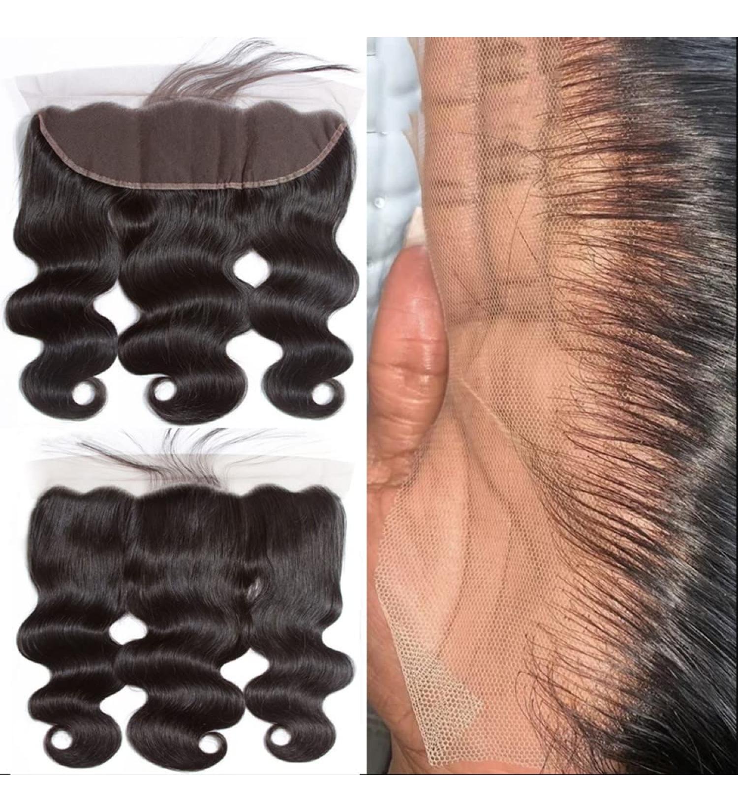 10 Body Wave Transparent Lace Frontal Closure with Bangs - 100% Virgin Remy Human Hair - Buy Online on GoSupps.com