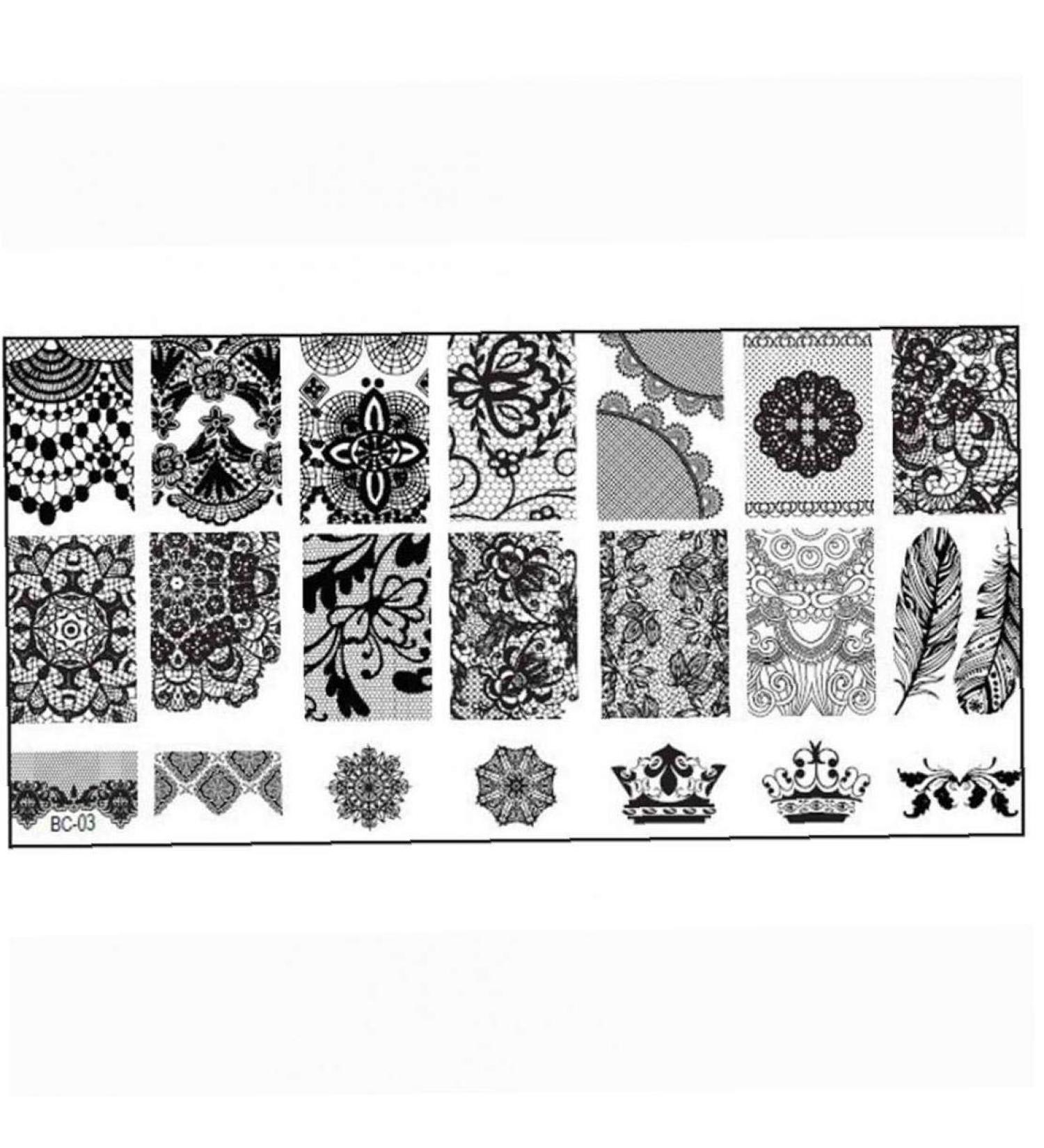 Buy Nail Stamping Plates Set - Lace Flower Pattern Templates for DIY Nail Art | International Shipping Available - Buy Online on GoSupps.com