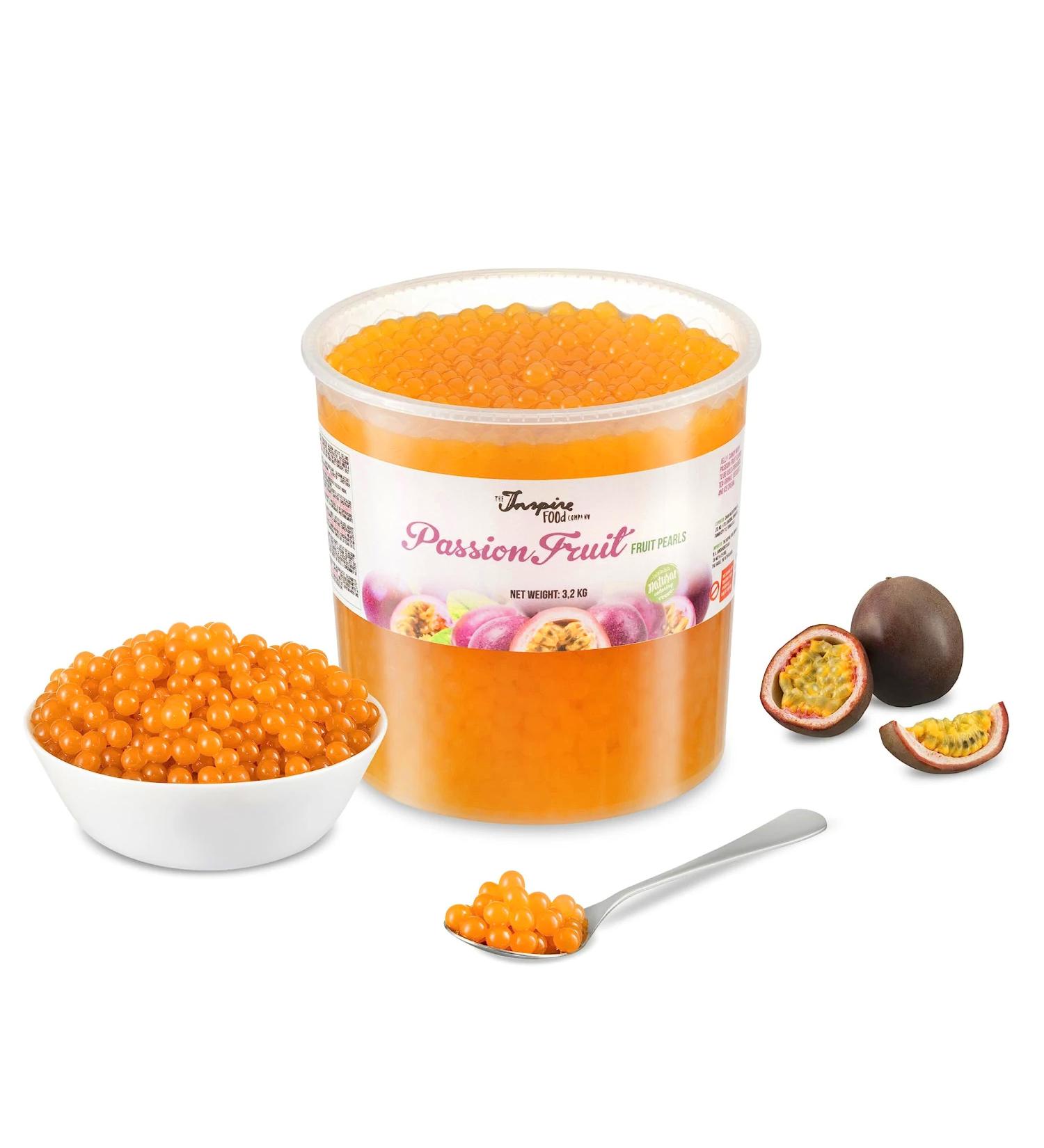 Inspire Food Bubble Tea Pearl Maracuja - Vegan Popping Boba Pearls & Tapioca Fruit Beads | 3.2kg Gluten-Free Boba Pearls without Artificial Dye - Buy Online on GoSupps.com