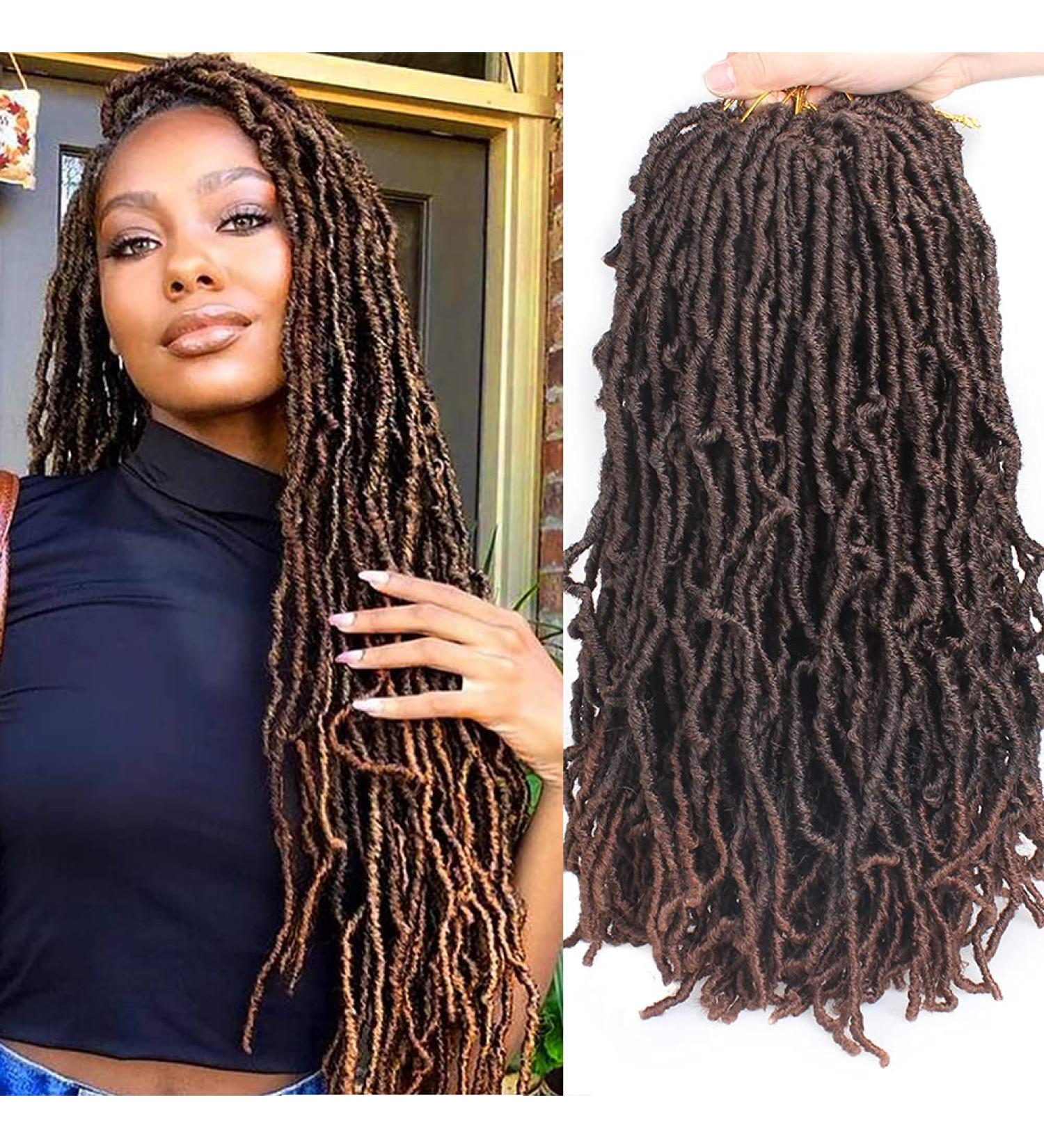 Xtrend 7 Packs 18 Inch Pre-Looped Nu Faux Locs Crochet Braids Hair Extensions Wavy Goddess Faux Locs Ombre Synthetic Braiding Hair Wavy Gpysy Soft Locs Crochet Hair 18strands/pack 1B/30# 18 Inch (Pack of 7) T30# - Buy Online on GoSupps.com
