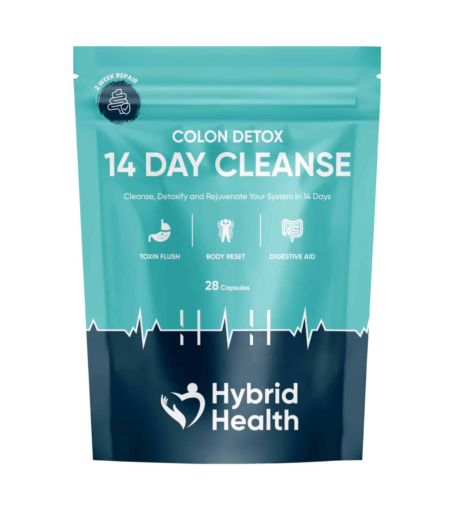 Hybrid Health Colon Cleanse Rapid 14 Day Detox Supplement for Men & Women | 28 High Strength Capsules | Eliminates Toxins Promotes Gut Health Supports Weight Loss Relieves Constipation And Bloating - Buy Online on GoSupps.com