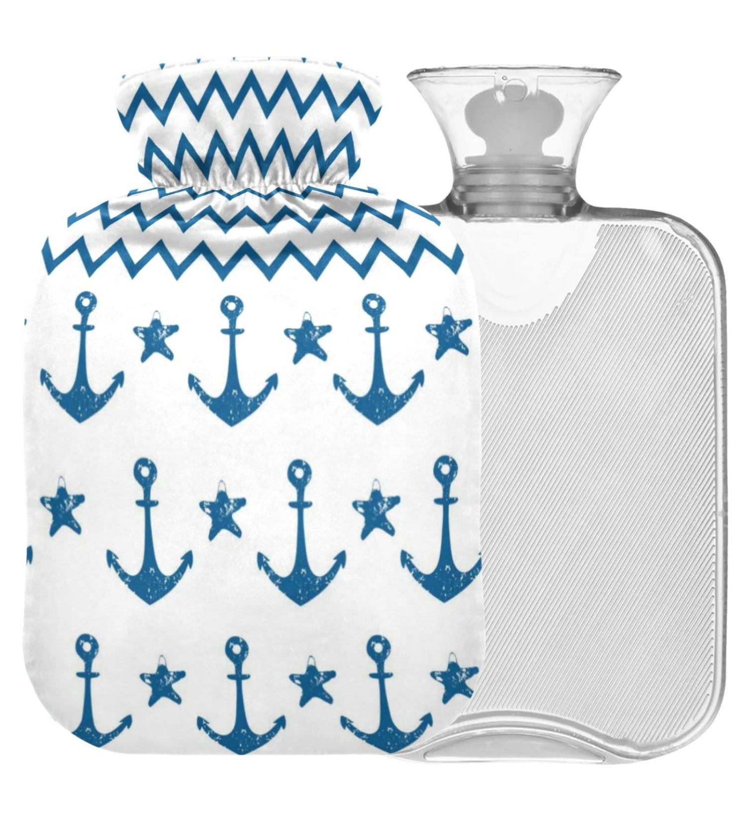 Naanle Stripe Star Anchor 2L Transparent Hot Water Bottle - Large Heat & Cold Therapy for Pain Relief - Ideal for Bed Hand & Foot Comfort - Buy Online on GoSupps.com