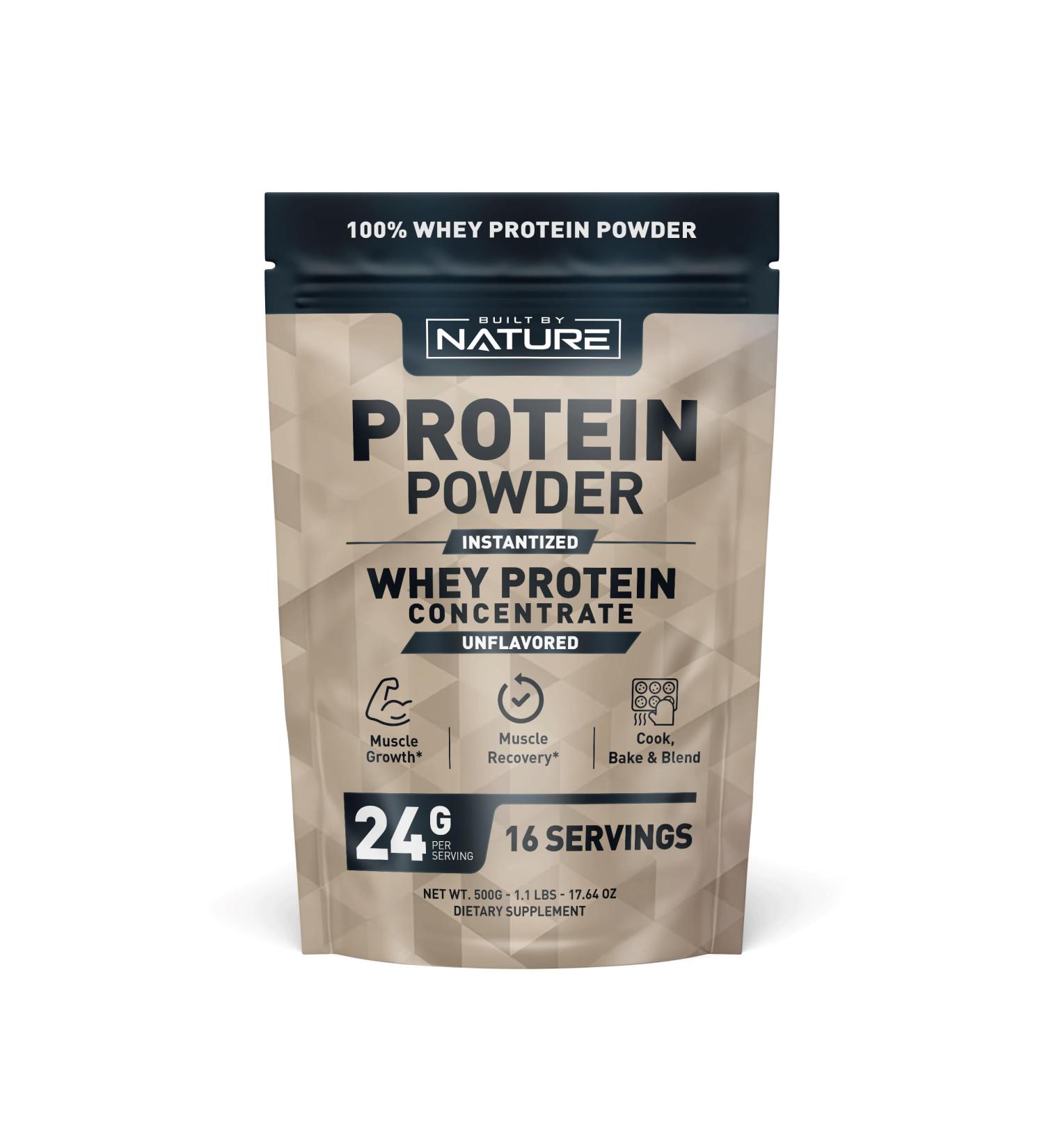 Built by Nature Unflavored Protein Powder - Instantized Whey Protein Concentrate - 1.1 Lb 16 Servings - Buy Online on GoSupps.com