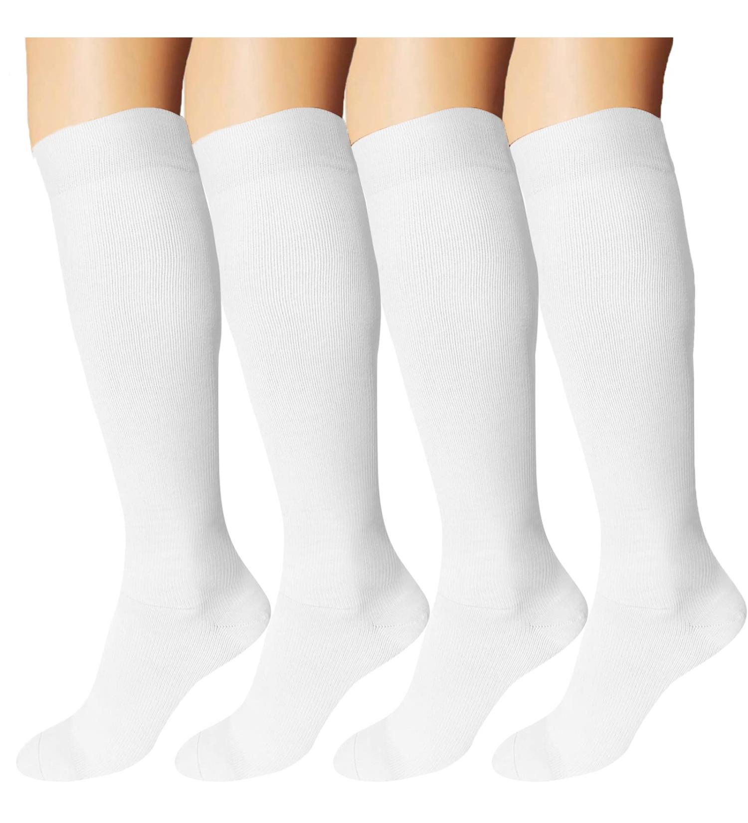 Ddobb Compression Stockings for Men & Women - 4 Pairs Support Socks for Travel Sport Running & Cycling - L-XL White - Buy Online on GoSupps.com