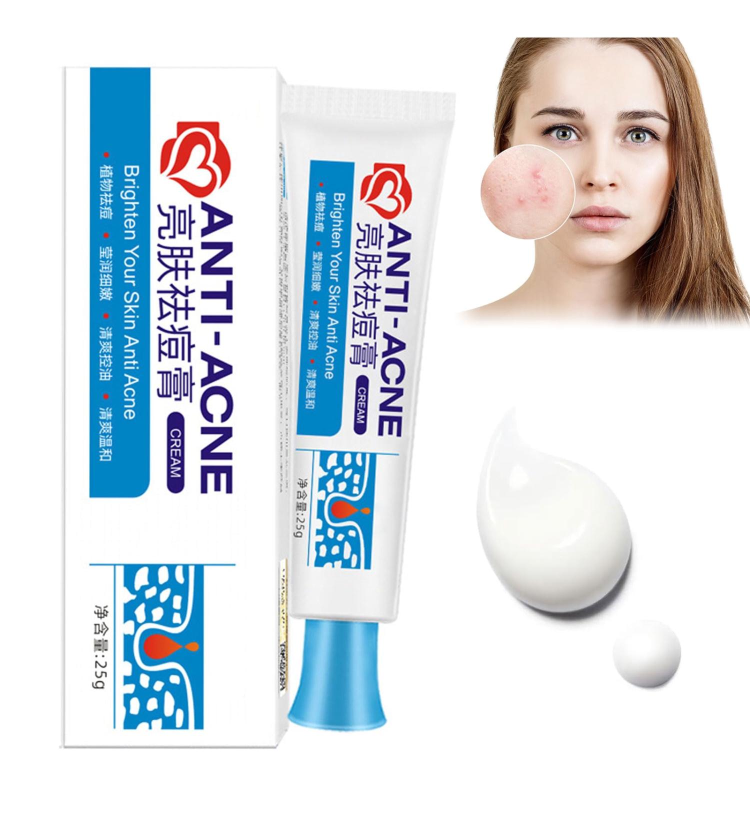  QEEROYO Anti-Acne Cream Spot-Treated Acne Treatment Facial Acne Cream Anti-Blemish Face Cream Moisturizes Skin Eliminates Blemishes and Redness for Men and Women 25g - Buy Online on GoSupps.com