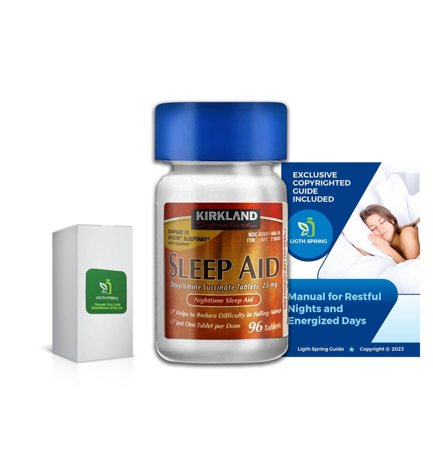 Nighttime Sleep Aid 25 mg - 96 Count Bundle + Exclusive Manual for Restful Nights & Energized Days | Better Light Spring Guide - Buy Online on GoSupps.com