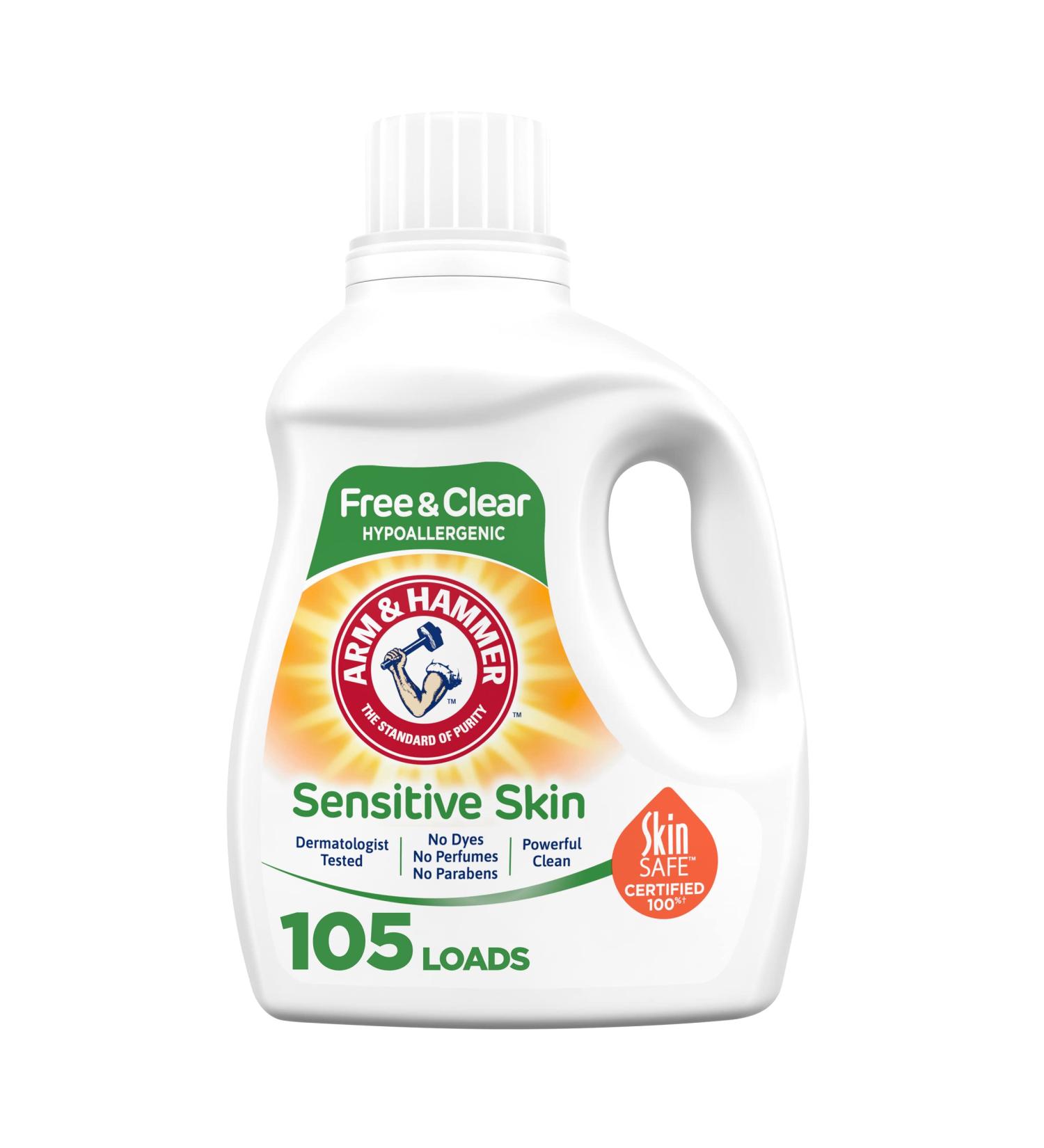 Arm & Hammer Sensitive Skin Free & Clear Liquid Laundry Detergent - 105 Loads | 105 fl oz - Buy Online on GoSupps.com