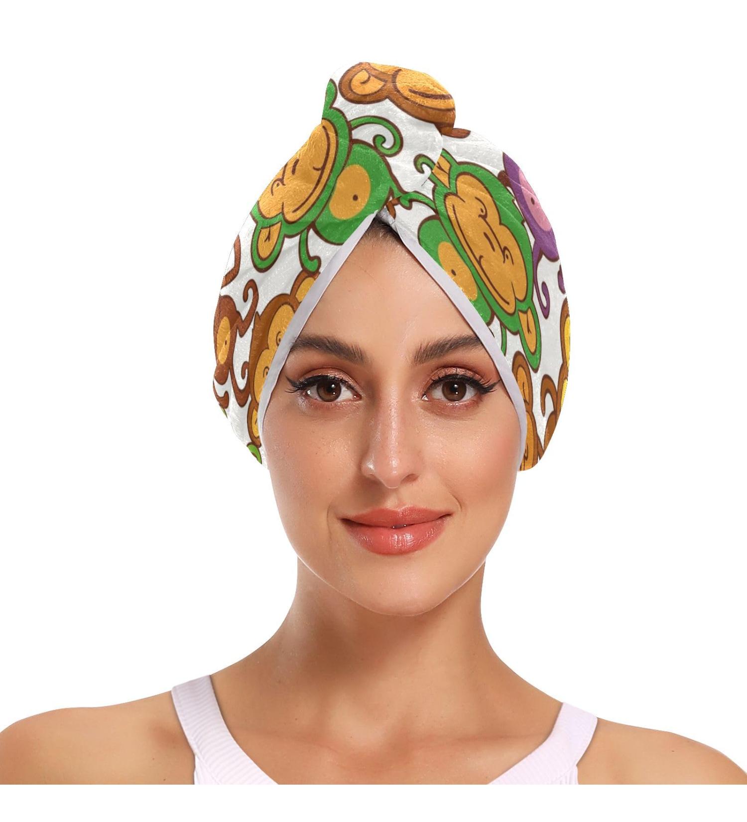 Buy Cute Monkey Hair Towel 2 Pack - Super Absorbent Quick Dry Hair Turbans for Women & Girls - International Shipping Available - Buy Online on GoSupps.com