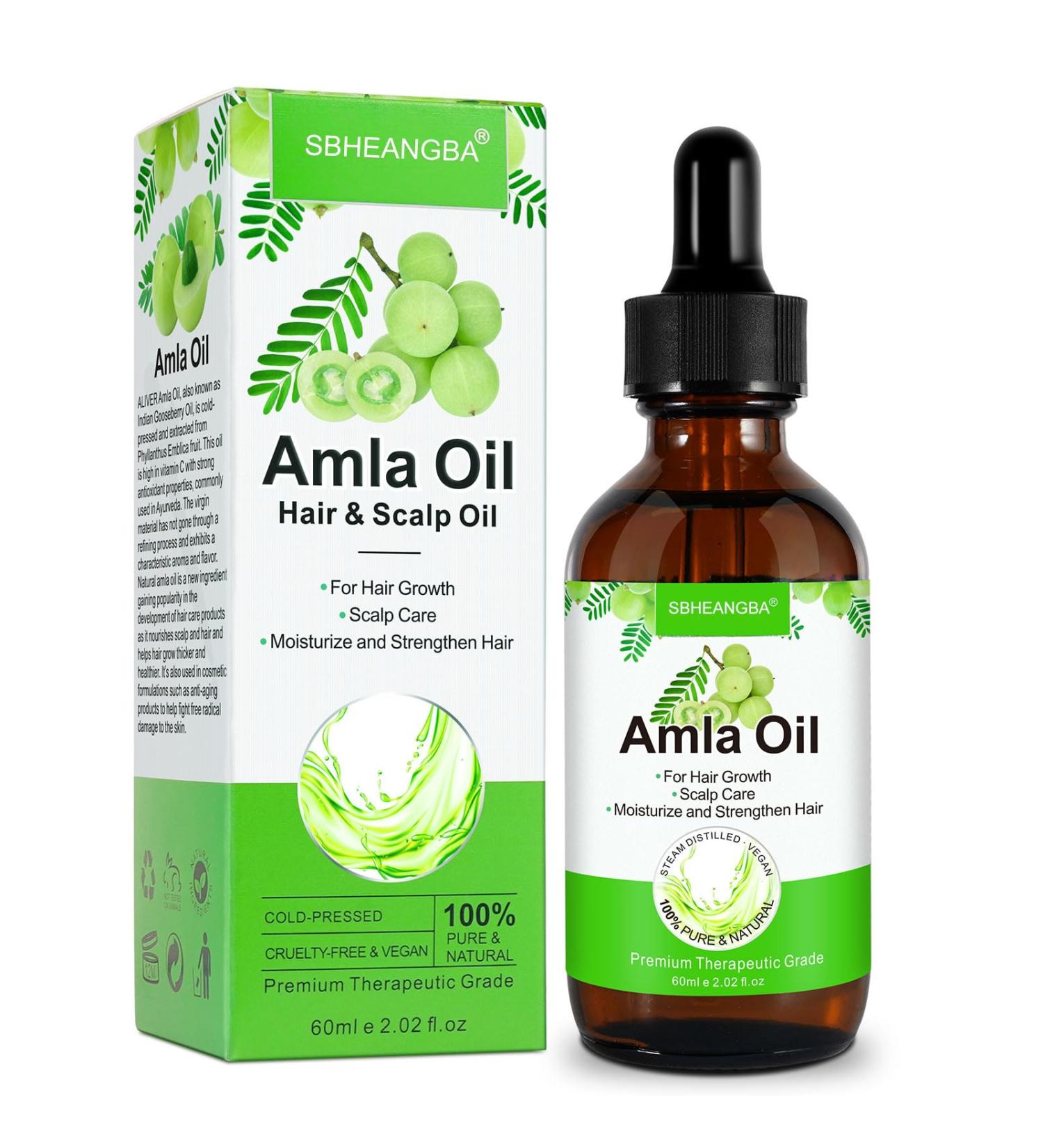SBHEANGBA Cold Pressed Amla Oil - 100% Pure Organic Hair Growth Treatment Nourishing Scalp & Moisture 2.02 Fl Oz - Buy Online on GoSupps.com
