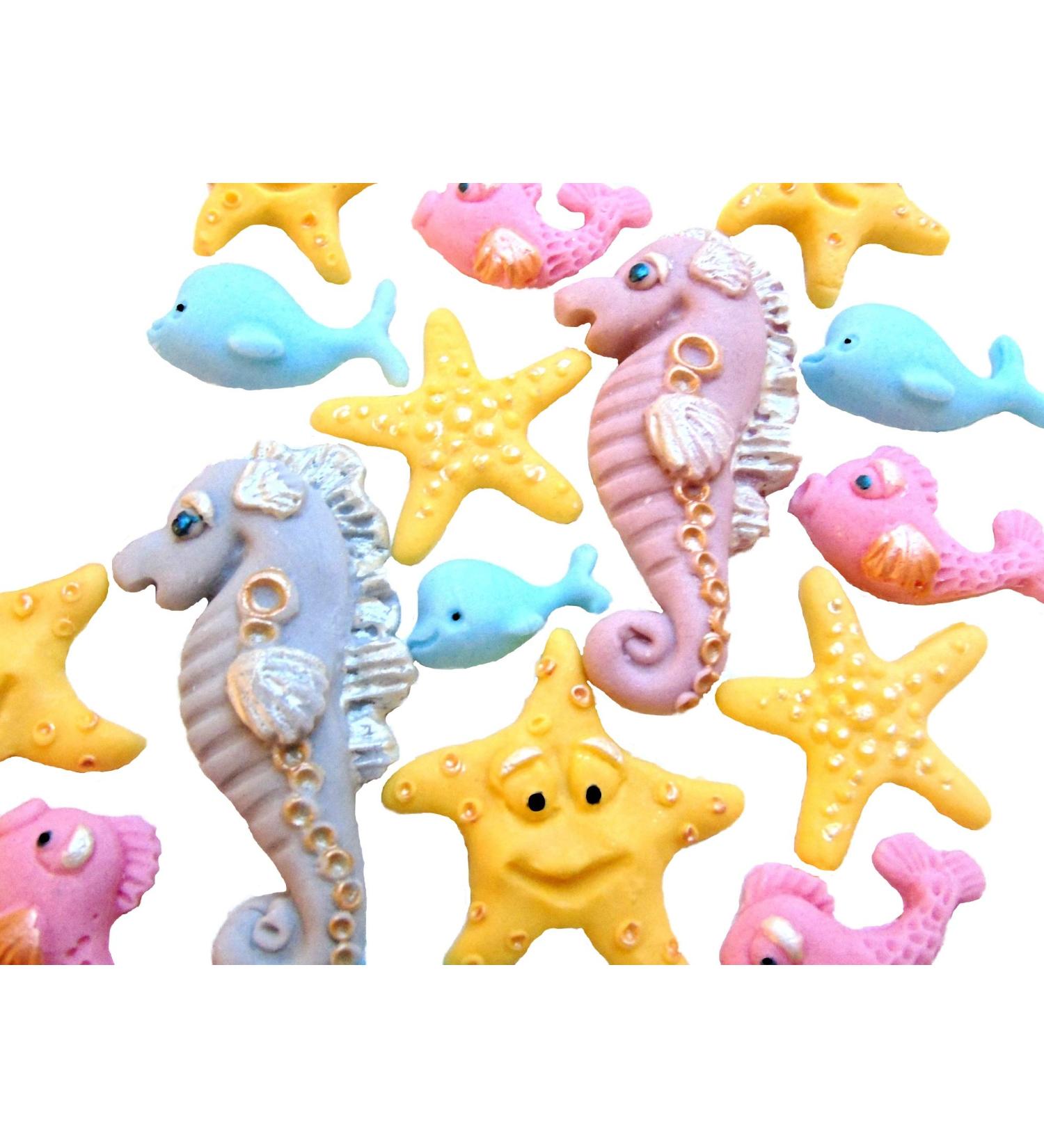 Edible Coloured Sea Life Cupcake Toppers Cake Decorations
