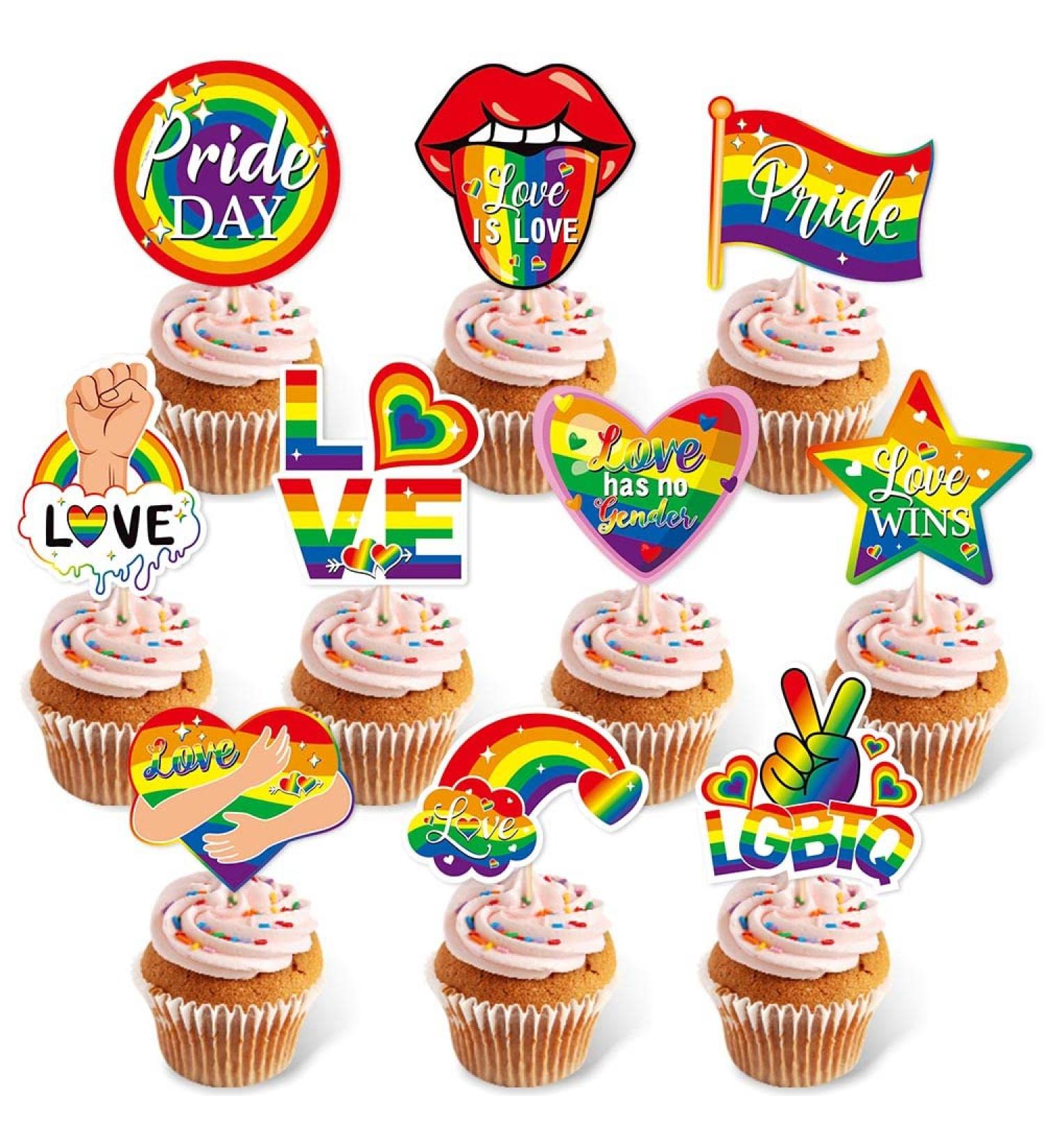 GORWERY 20pcs Gay Pride Cupcake Toppers Love is Love Cupcake Picks for Pride Month LGBTQ Gay Rainbow Pride Day Party Appetizers Dessert Cake Decorations - Buy Online on GoSupps.com