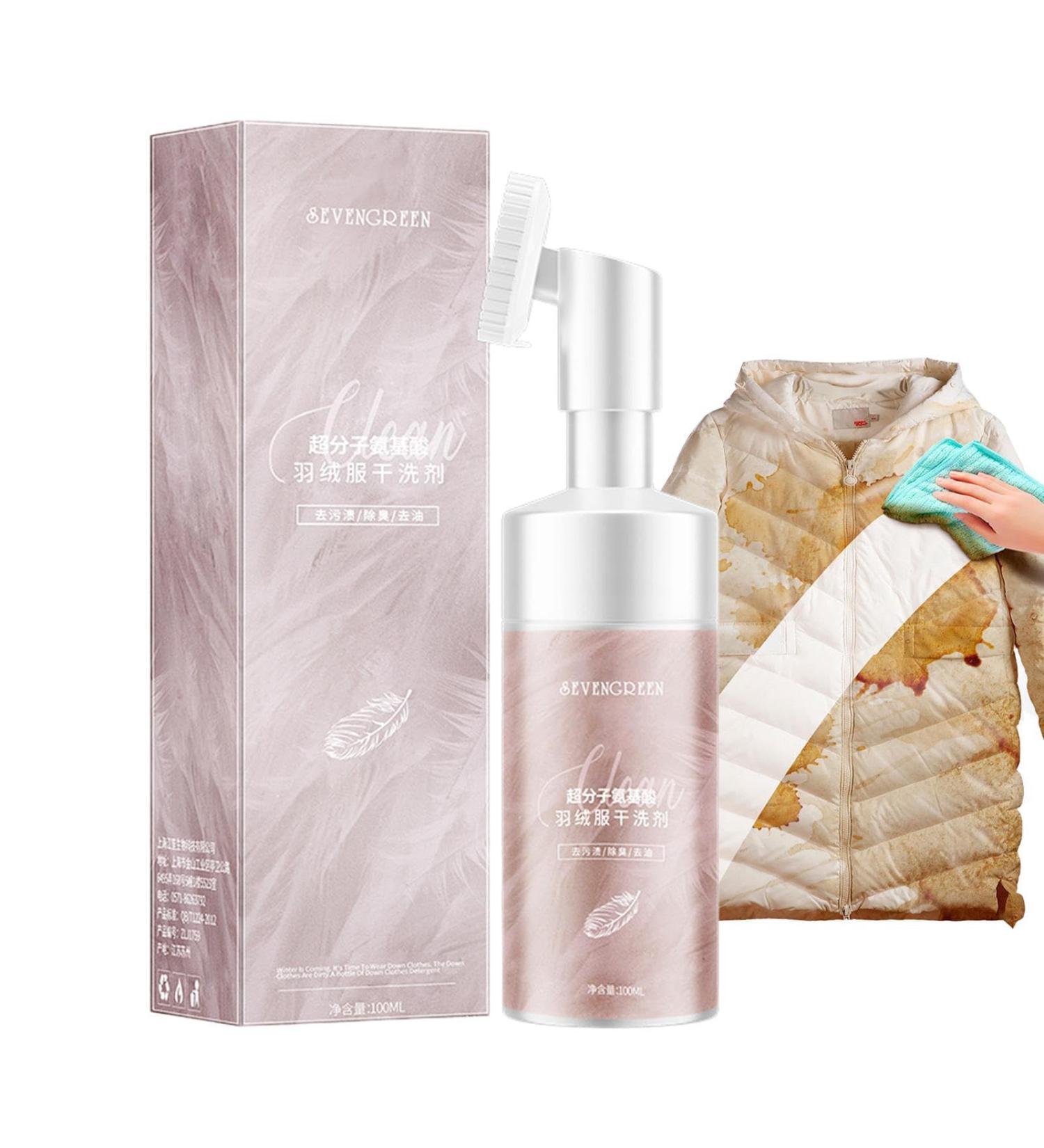 Stain Remover for Clothes - 100ml Down Jacket Laundry Detergent with Brush Head | Wash Quick Cleaning Dry Cleaner for Down Jacket Underwear Shoes Bedclothes Carpet - Buy Online on GoSupps.com