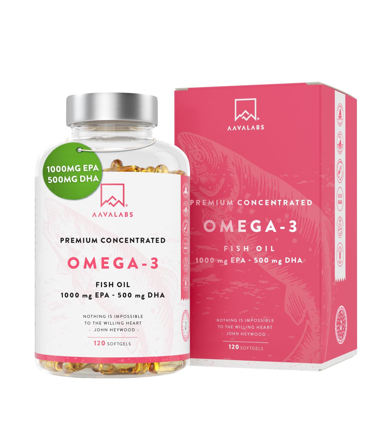 High Dose Omega 3 Capsules 2000mg | 1000mg EPA & 500mg DHA | 120 Fish Oil Capsules for Heart & Joint Health - 60 Days Supply - Buy Online on GoSupps.com