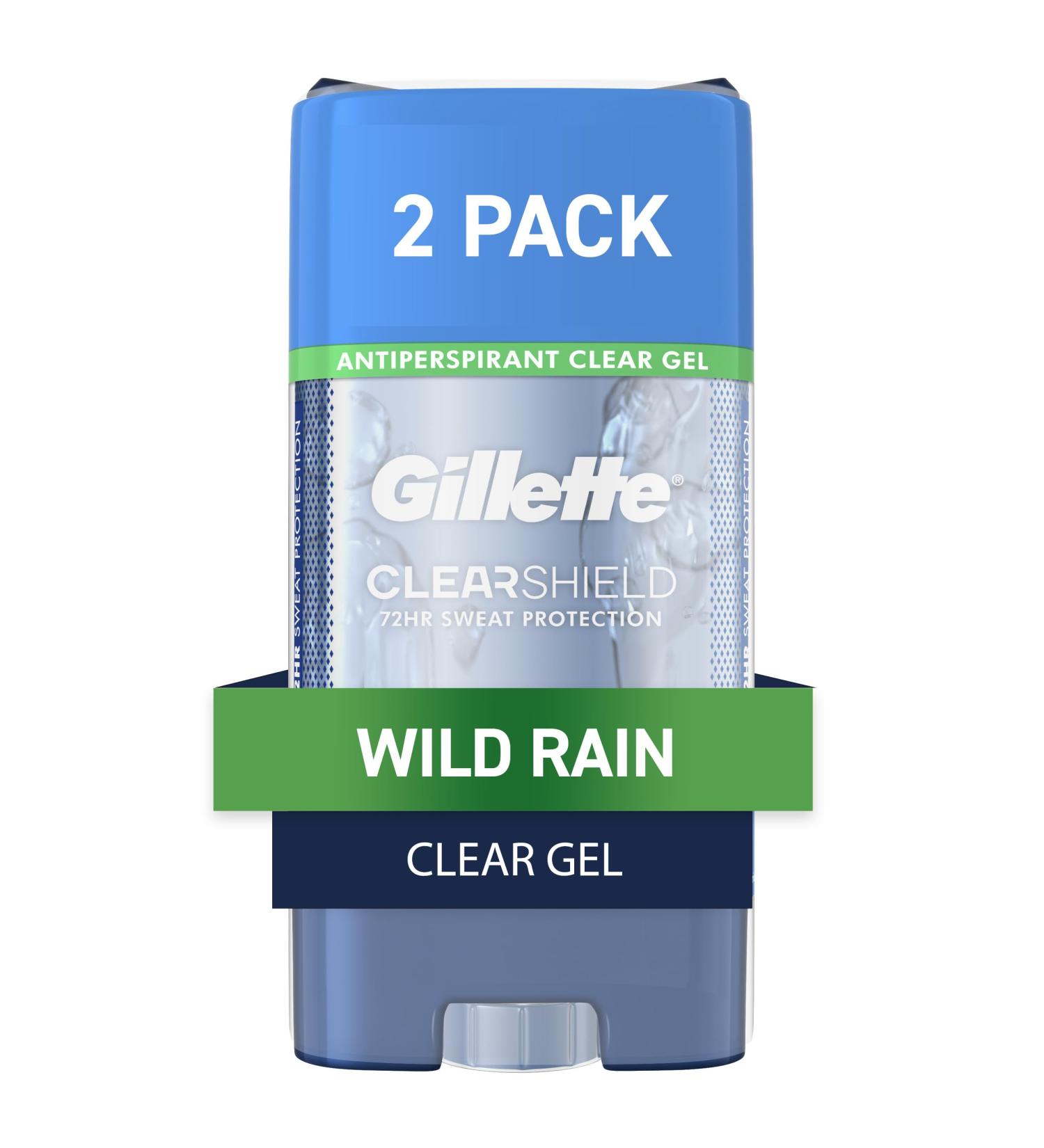 Gillette Antiperspirant & Deodorant for Men - Clear Gel Wild Rain Scent (2 Pack) - Fast International Shipping - Buy Online on GoSupps.com