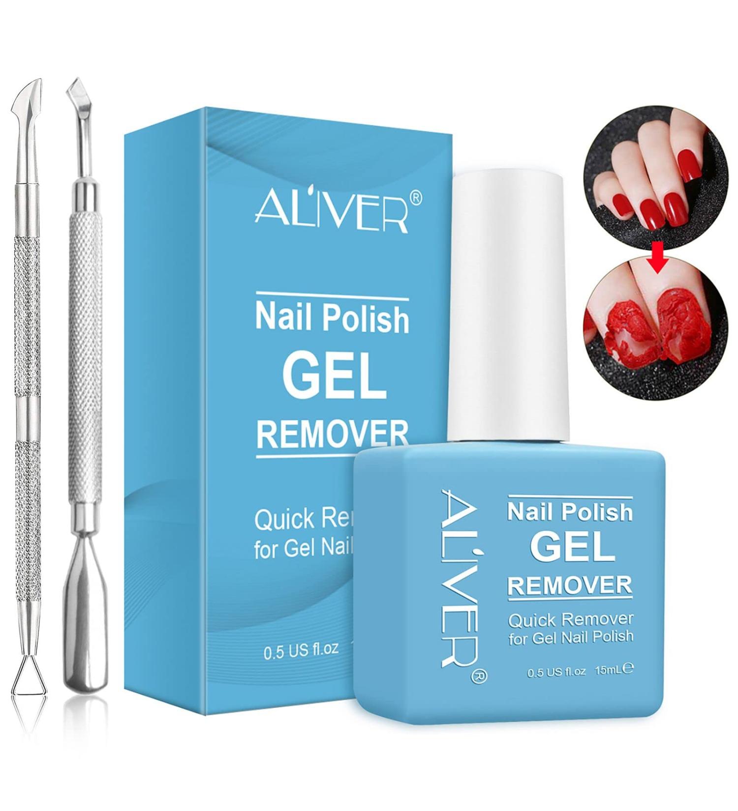 Gel Nail Polish Remover (15ml) - Quick & Easy Removal in 2-3 Minutes with Cuticle Pusher and Scraper - Buy Online on GoSupps.com