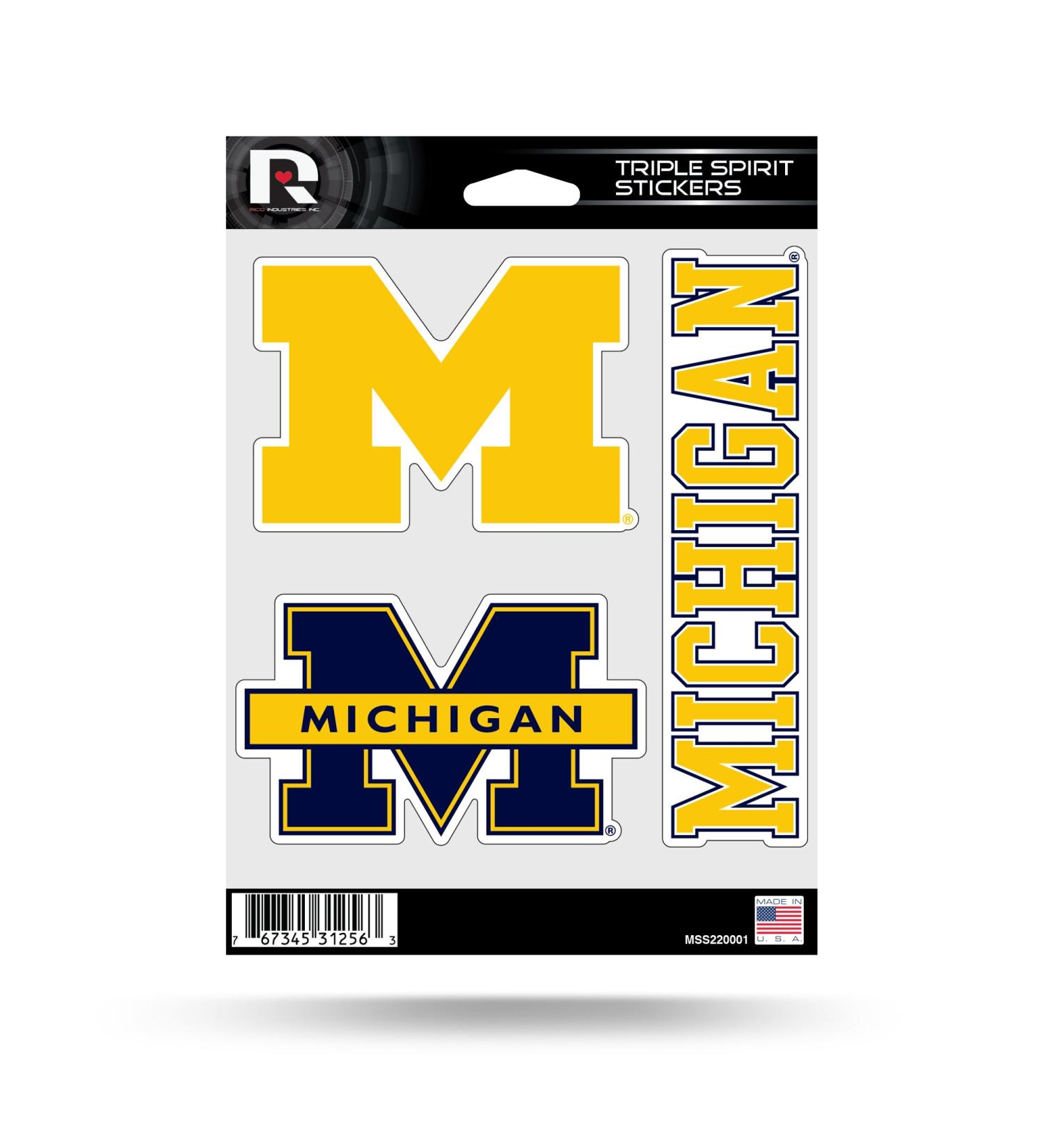 NCAA Alabama Design Triple Sticker Sheet Michigan Wolverines Alternate - Buy Online on GoSupps.com