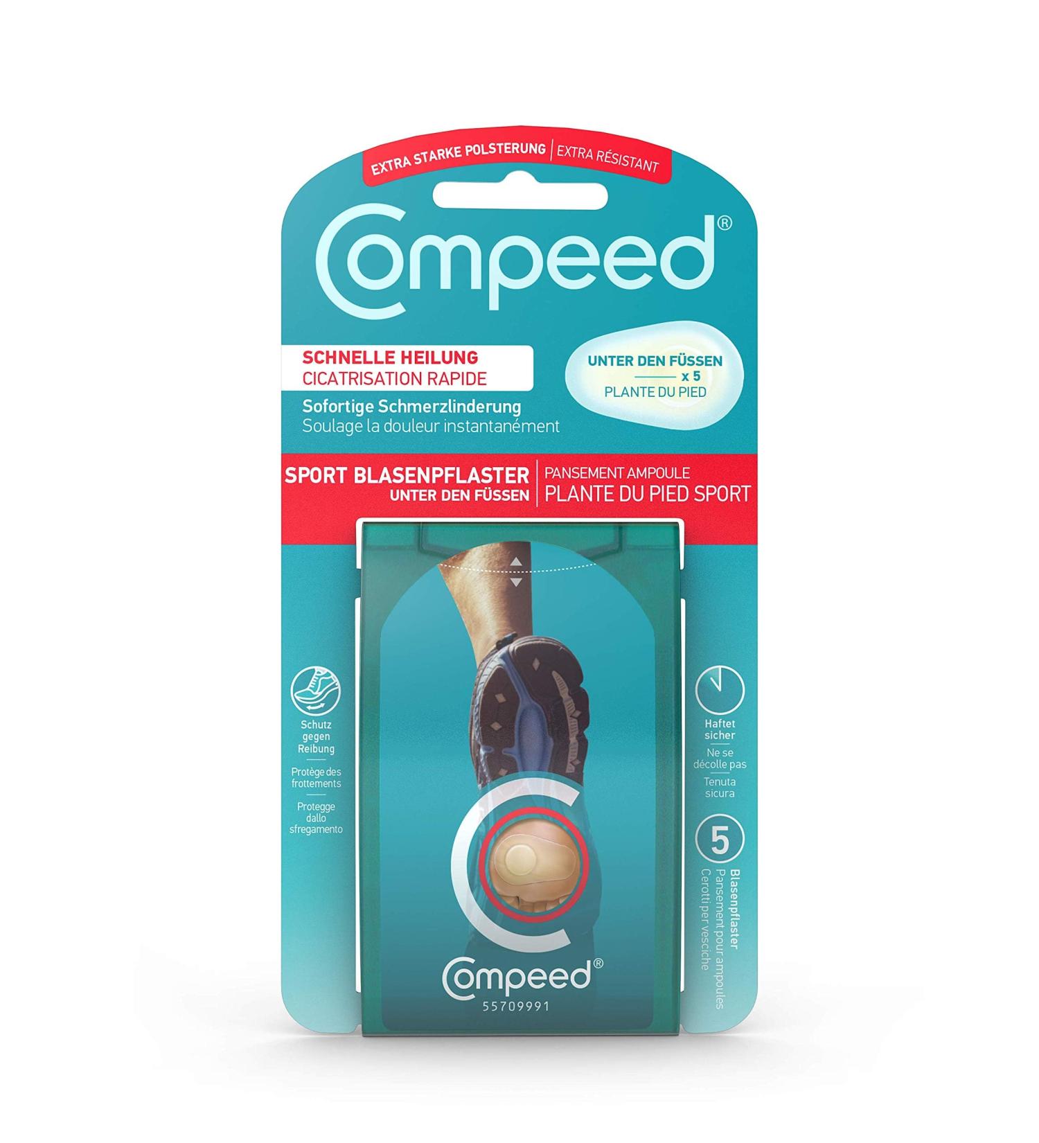Compeed Sport Blister Plasters - Hydrocolloid Relief for Feet | 5 Pack for Blisters on Ball of Foot - Buy Online on GoSupps.com