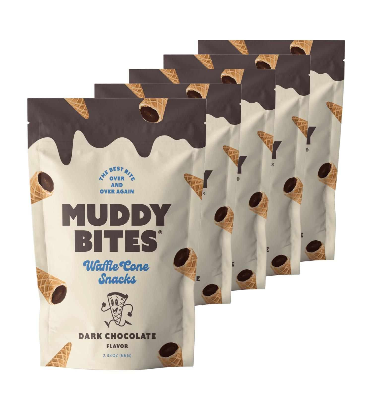 Muddy Bites Dark Chocolate Filled Waffle Cone Snacks - 5 Bags - Buy Online on GoSupps.com