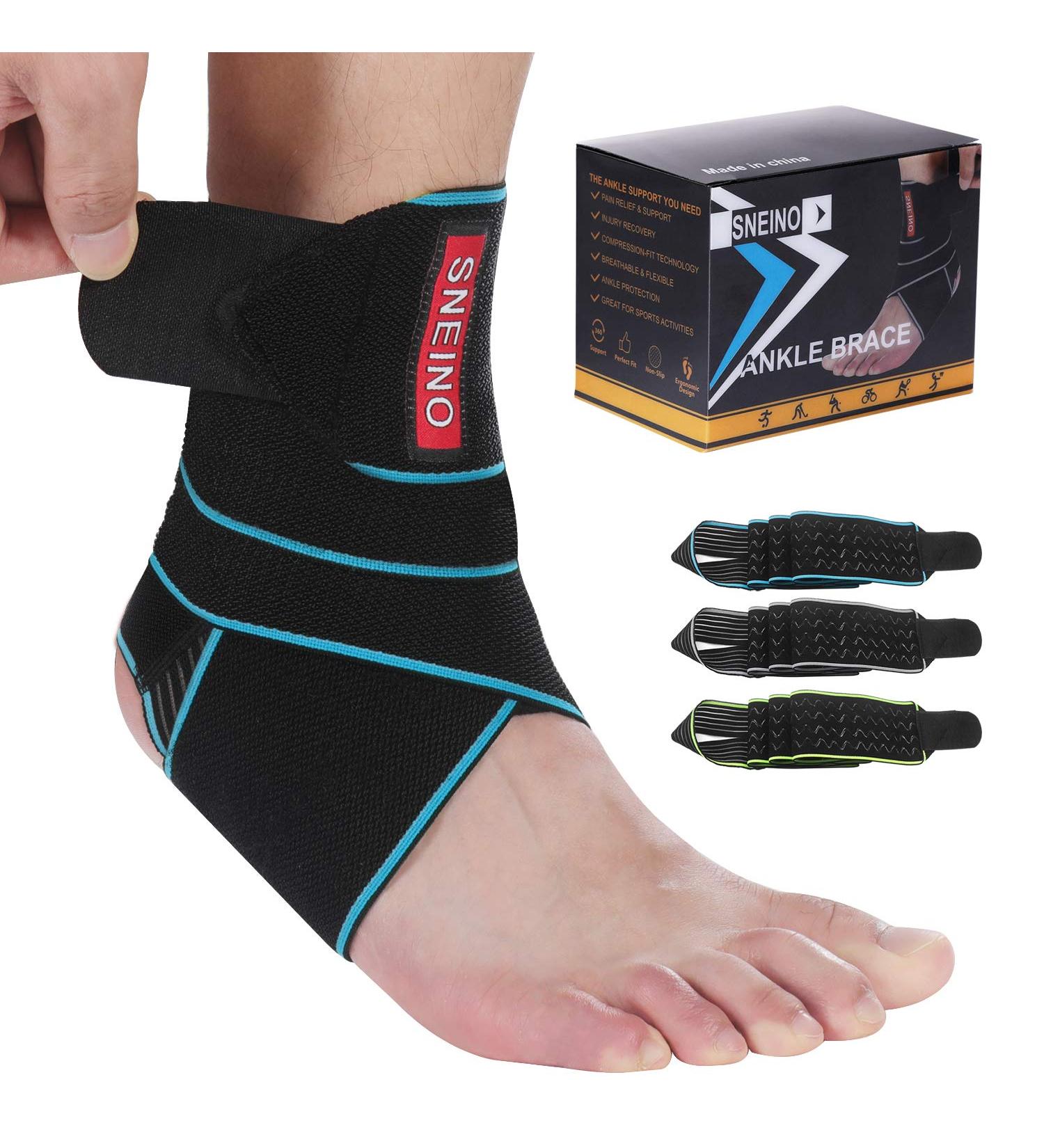 SNEINO Ankle Brace for Men & Women - Adjustable Stabilizer for Basketball, Running, Achilles - Breathable Support for Joint Pain Relief & Injury Recovery (Blue) - 1 Pack - Buy Online on GoSupps.com