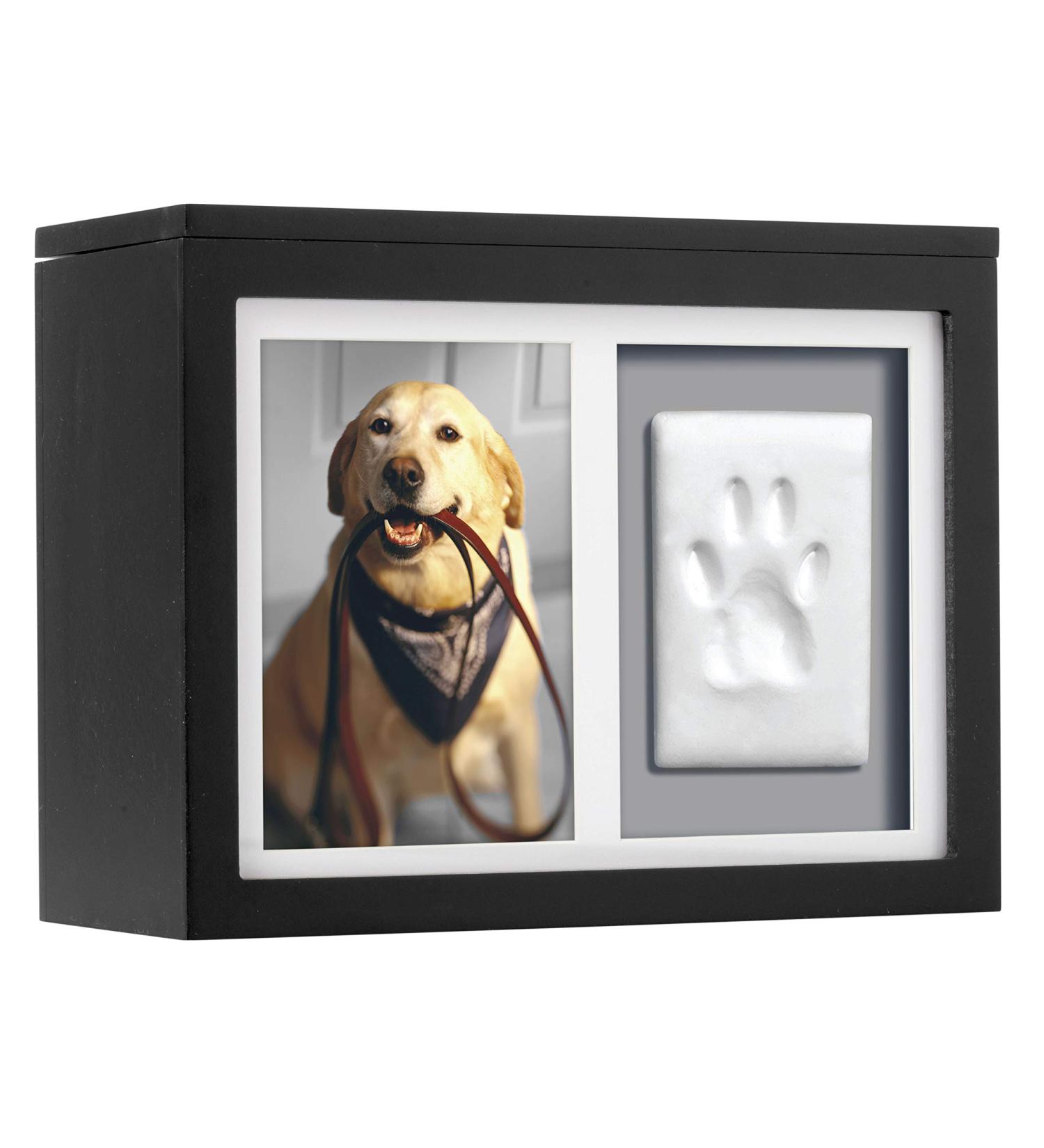 Pearhead Pet Photo Reminder Box & Impression Set - Paw Print Souvenir Box for Dogs & Cats - Black Urn for Ashes Collars & Toys - Buy Online on GoSupps.com
