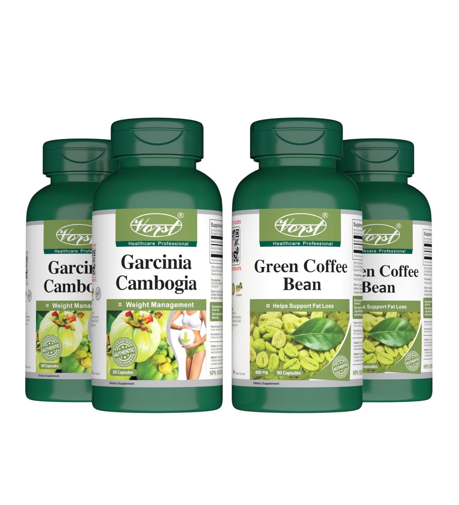 VORST Garcinia Cambogia 60 Capsules and Green Coffee Bean 90 Capsules | Combo Bundle 2 x 2 Bottles - Buy Online on GoSupps.com