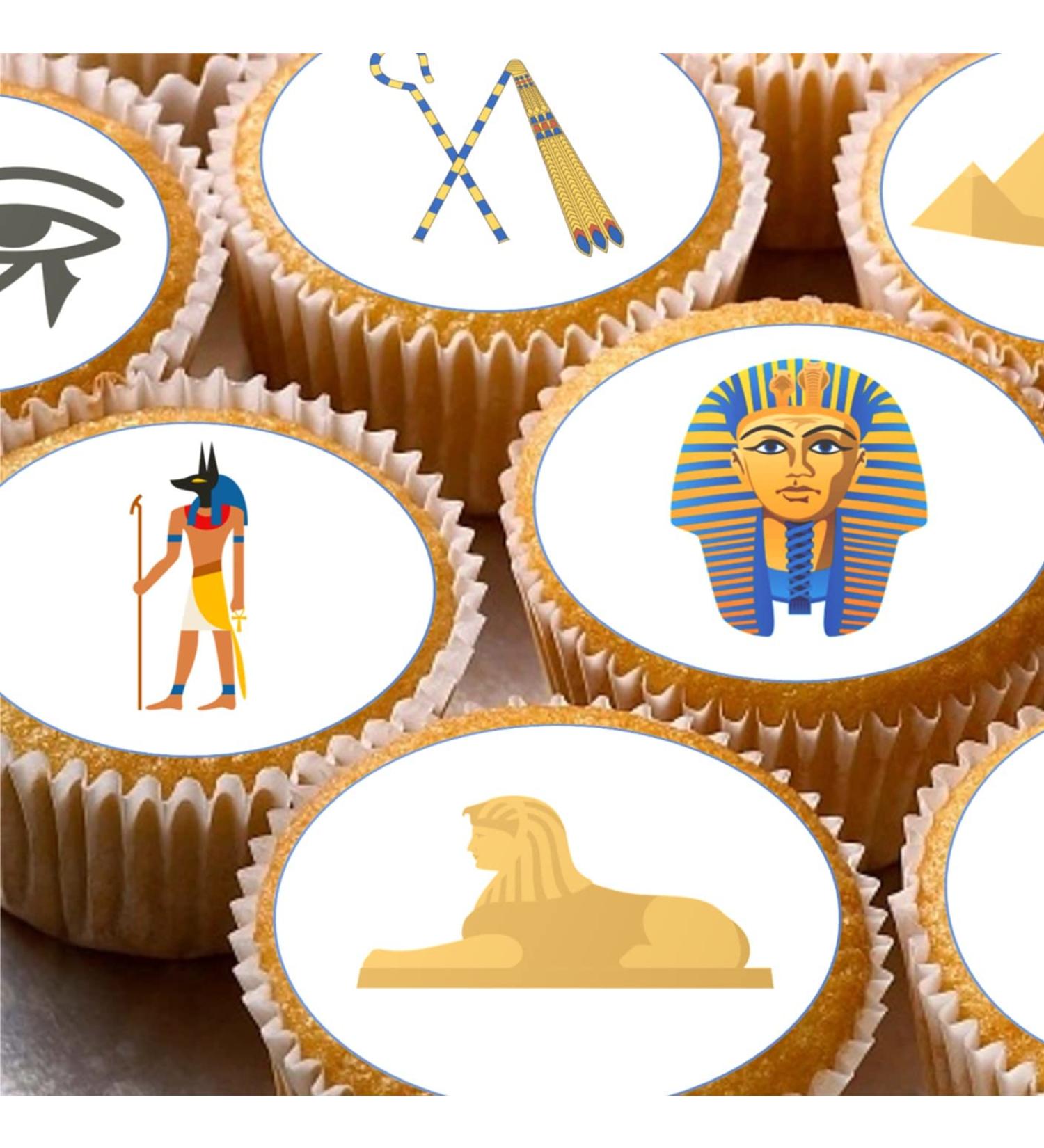 Egypt Pyramid Egyptians 24 edible PRE CUT style kids childrens party decorations Wafer Paper Cupcake Fairy Cake Toppers - Buy Online on GoSupps.com